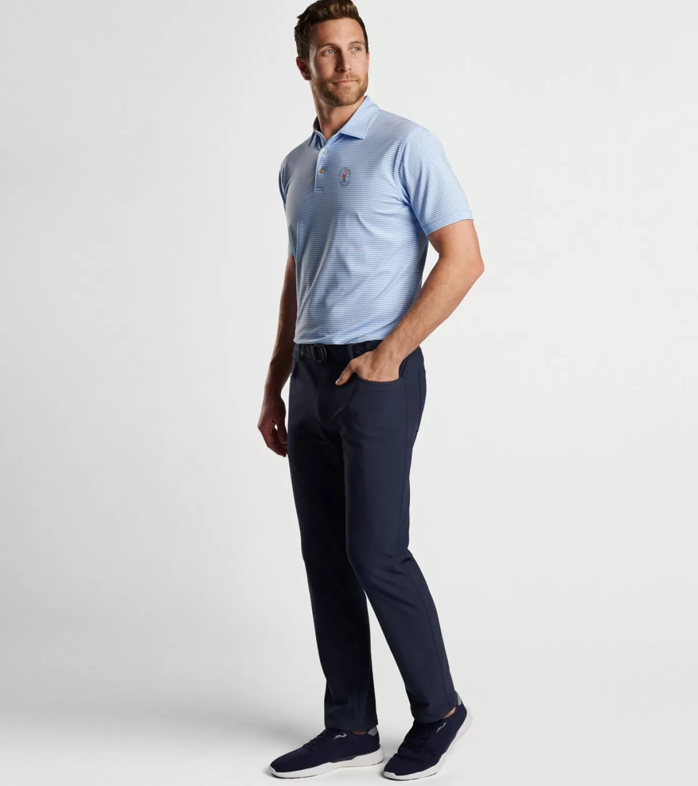 U.S. Open Collection-GOLF Peter Millar 124th U.S. Open Hales Performance Jersey Polo Cottage Blue