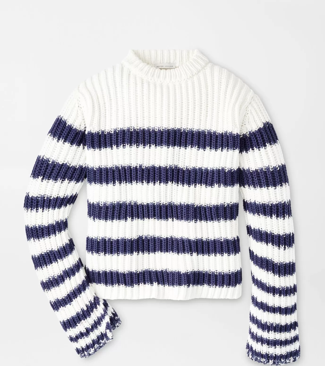 U.S. Open Collection-WOMEN Peter Millar Alek Wide Sleeve Stripe Sweater White/Navy