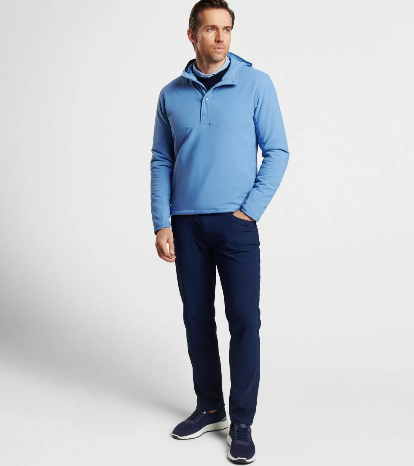 Polos | Travel Well | Sweaters-GOLF | MEN | MEN Peter Millar Approach Insulated Half-Snap Hoodie Navy