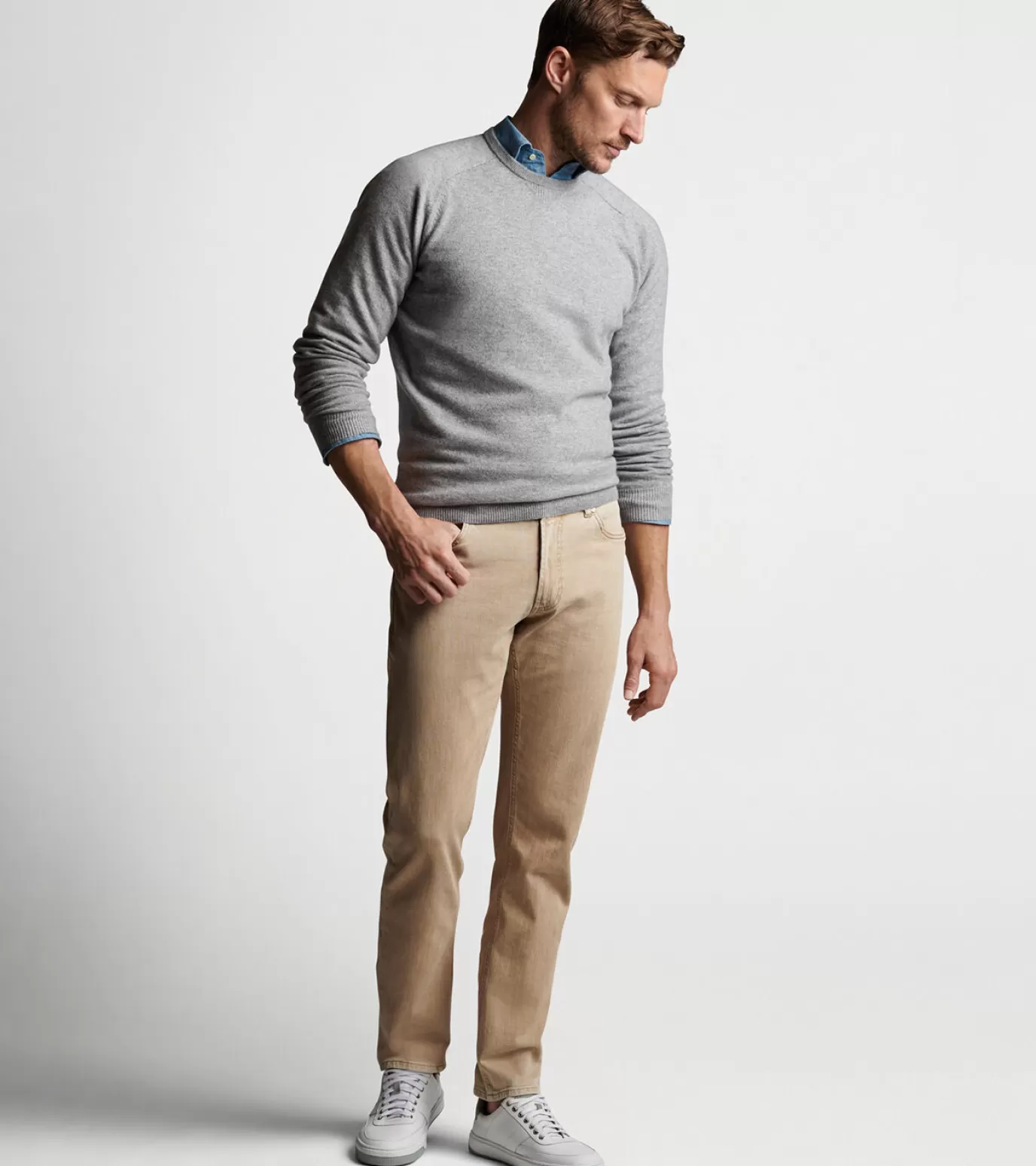 Sweaters | Sport Shirts-MEN | MEN Peter Millar Artisan Crafted Cashmere Flex Crew Gale Grey