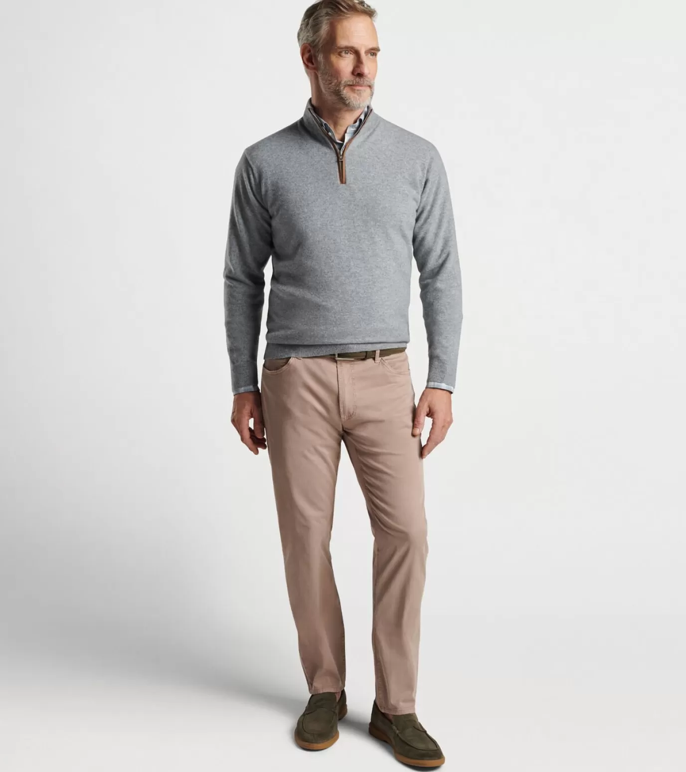 For The Course-MEN Peter Millar Artisan Crafted Cashmere Flex Quarter-Zip Navy