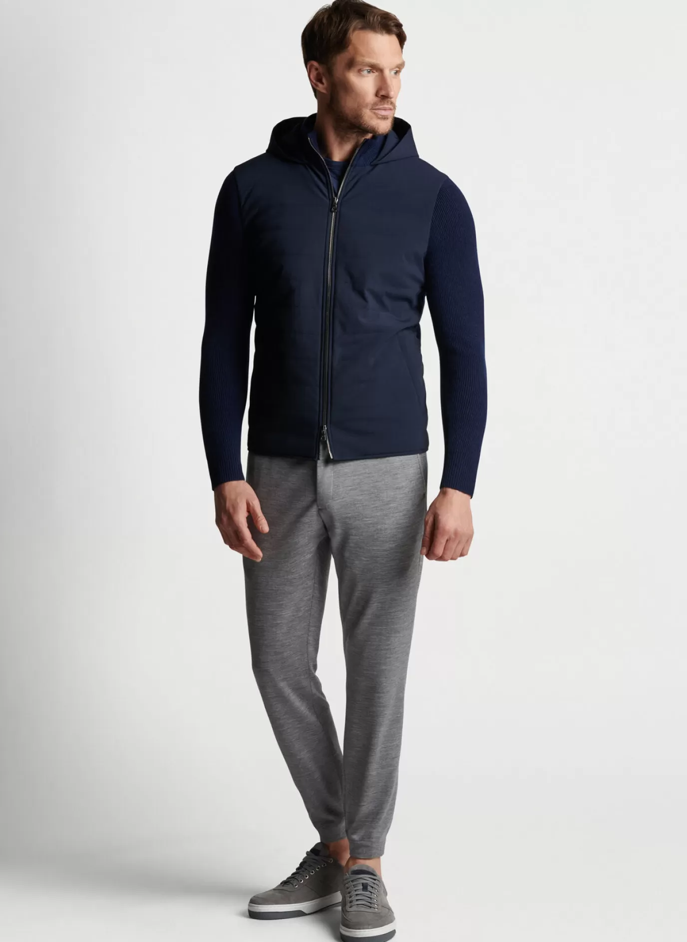 Sport Shirts-MEN Peter Millar Artisan Crafted Cashmere Hooded Bomber Navy