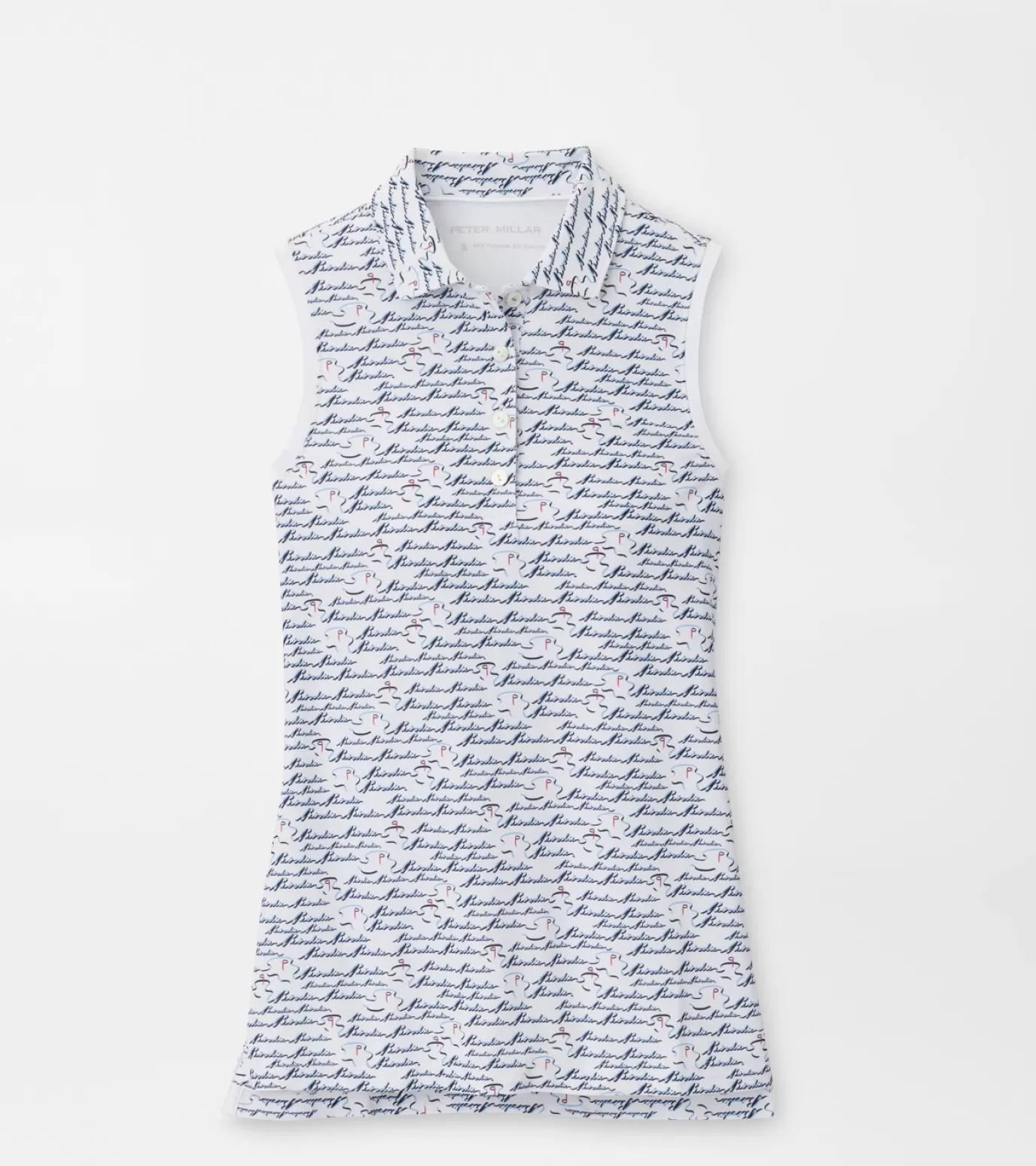 Crown | Find Your Fit-WOMEN | MEN Peter Millar Banded Sport Mesh Birdie Print Sleeveless Button Polo White