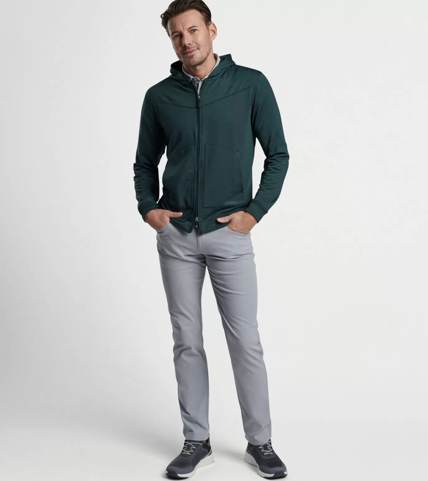 Travel Well | Sweaters-MEN | MEN Peter Millar Beaumont Performance Full-Zip Hoodie BALSAM