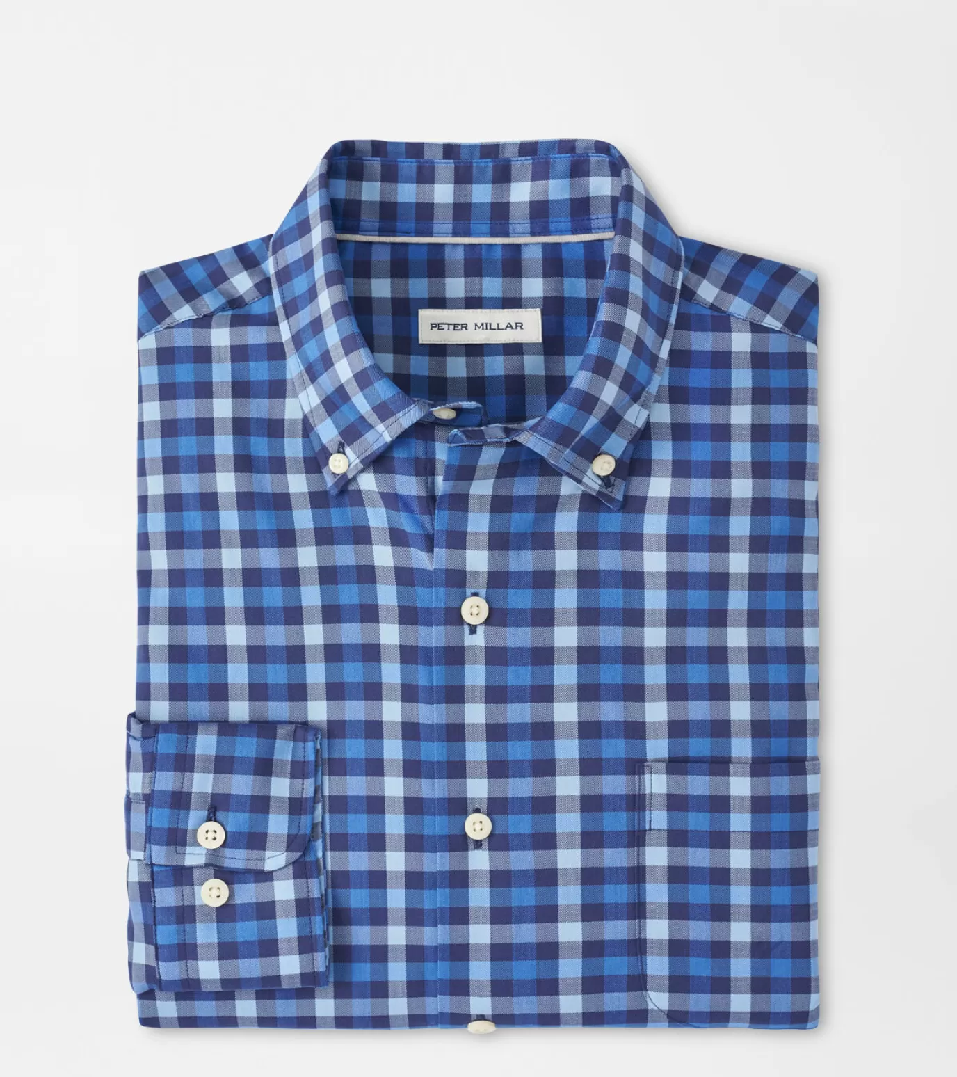 Coastal Adventure | U.S. Open Collection-MEN | MEN Peter Millar Becket Cotton-Stretch Sport Shirt Cottage Blue