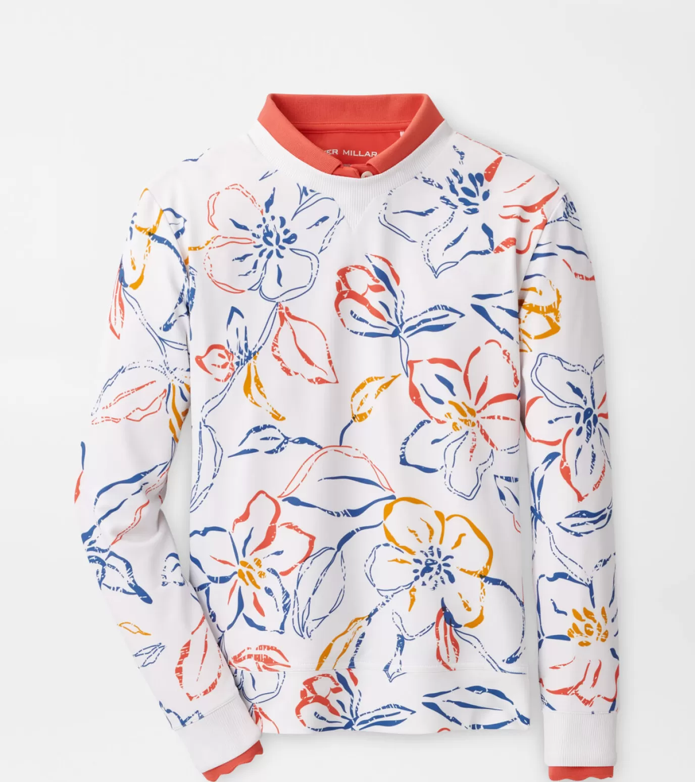 Polos & Shirts | Crown | Sweaters-GOLF | WOMEN | WOMEN Peter Millar Birdie Multi Floral Sport Sweatshirt White