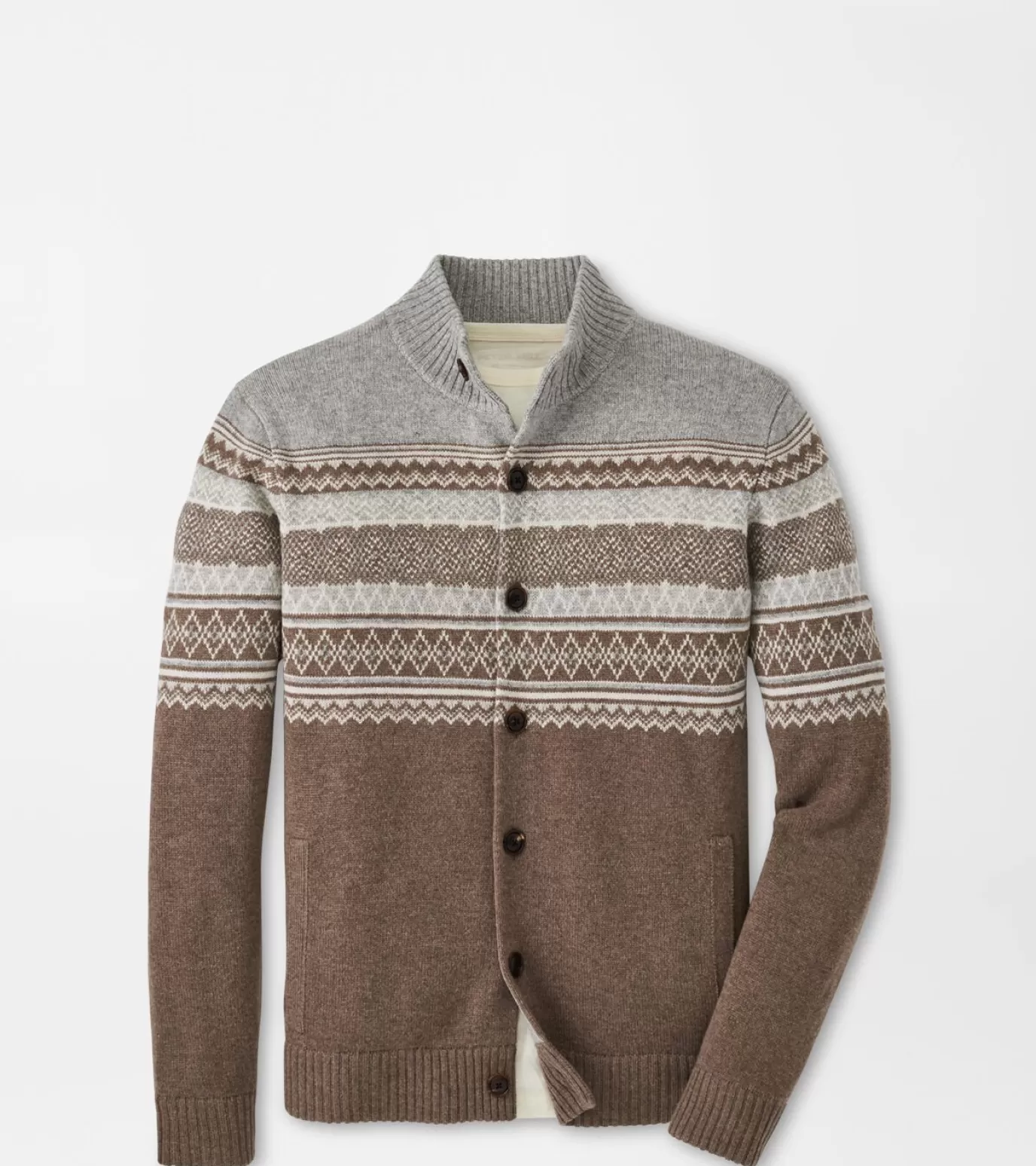 For The Course | Coastal Adventure | U.S. Open Collection | Sport Shirts-MEN | MEN | MEN | MEN Peter Millar Brunhall Full-Button Fair Isle Cardigan JUTE