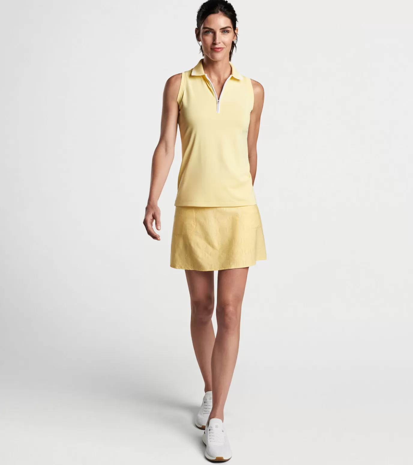 Crown | Find Your Fit-WOMEN | MEN Peter Millar Chrissie Sleeveless Polo MORNING SUN/WHITE