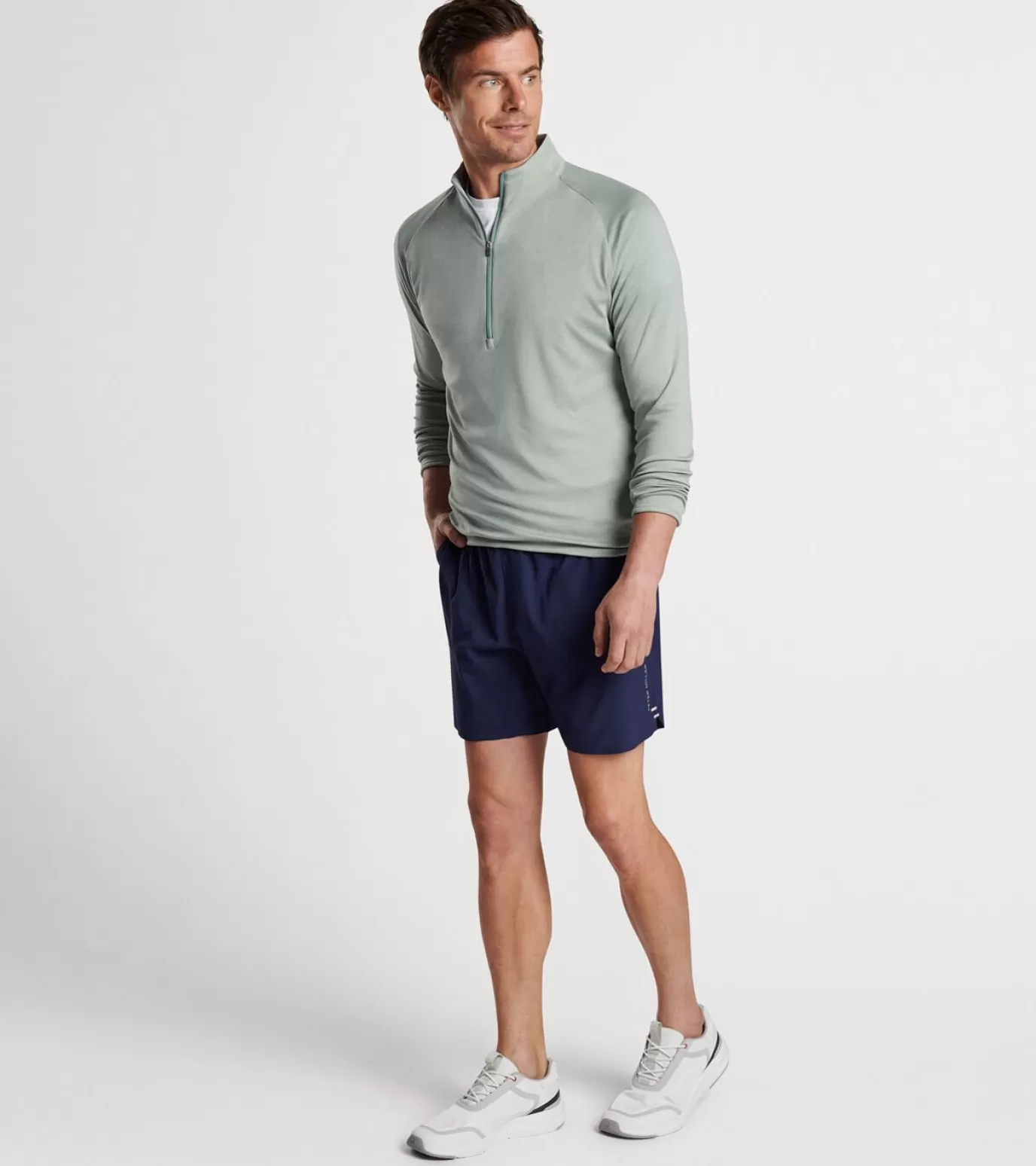 Sweaters-MEN Peter Millar Cloudglow Performance Half-Zip Gale Grey