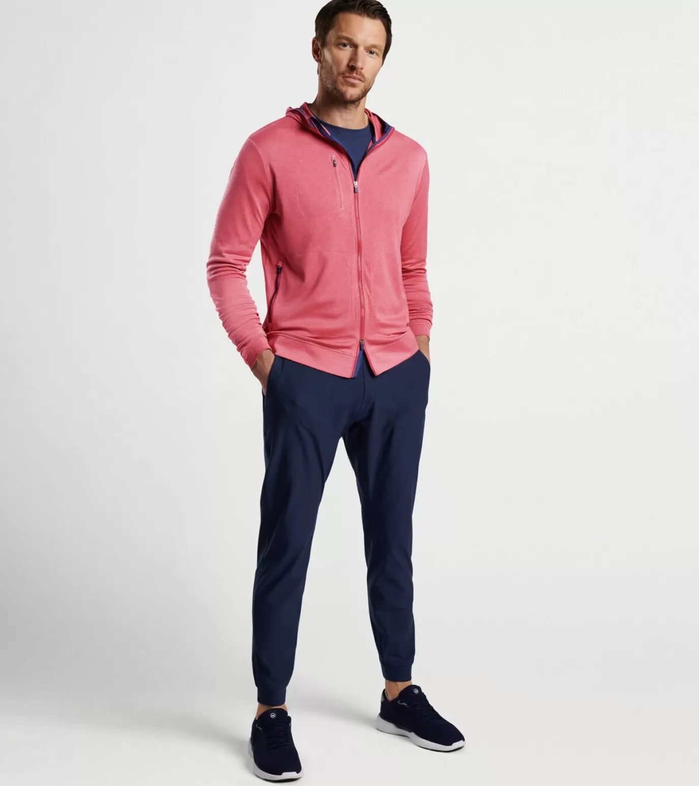 Sweaters-MEN Peter Millar Cloudglow Performance Hoodie Cape Red