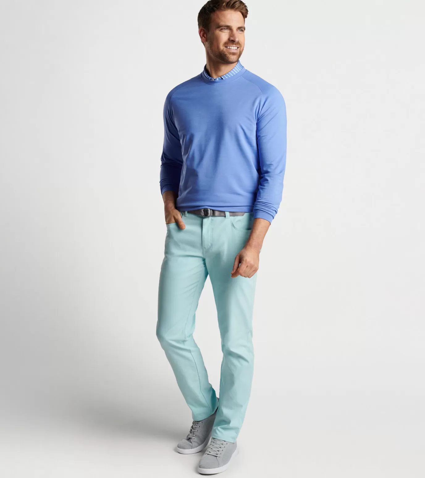 Polos | Travel Well | Sweaters-GOLF | MEN | MEN Peter Millar Cradle Performance Crewneck BONDI BLUE