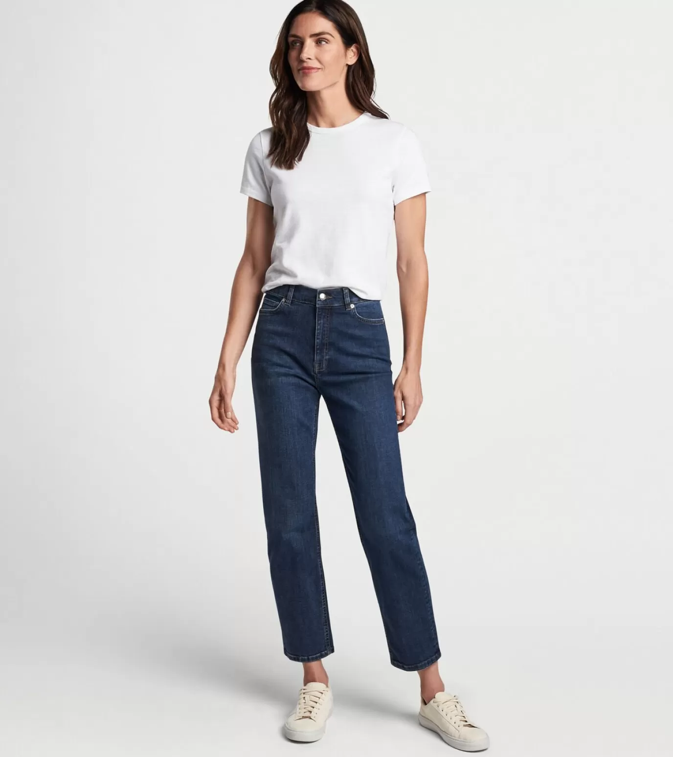 U.S. Open Collection-WOMEN Peter Millar Crawford High Rise Straight Crop Denim Jean SUMMER INDIGO