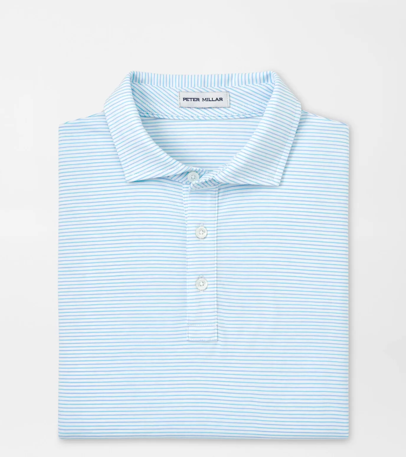 Polos-MEN Peter Millar Crown Comfort Cotton Polo Range Stripe Cottage Blue