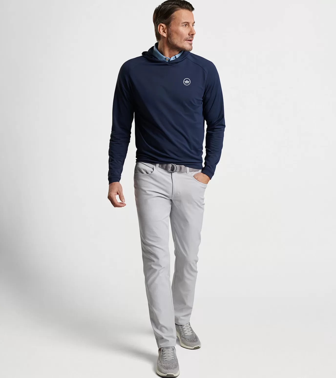 Polos | Sweaters-GOLF | MEN Peter Millar Crown Seal Pine Performance Hoodie Navy