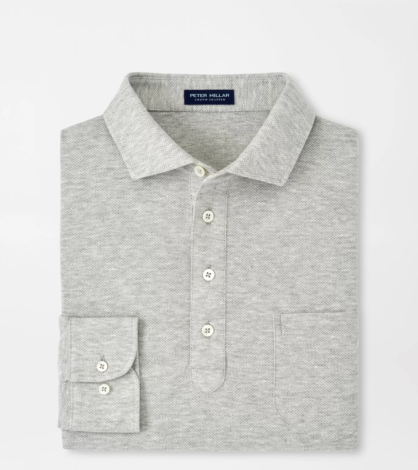 Polos-MEN Peter Millar Croxley Long-Sleeve Polo Blue Frost