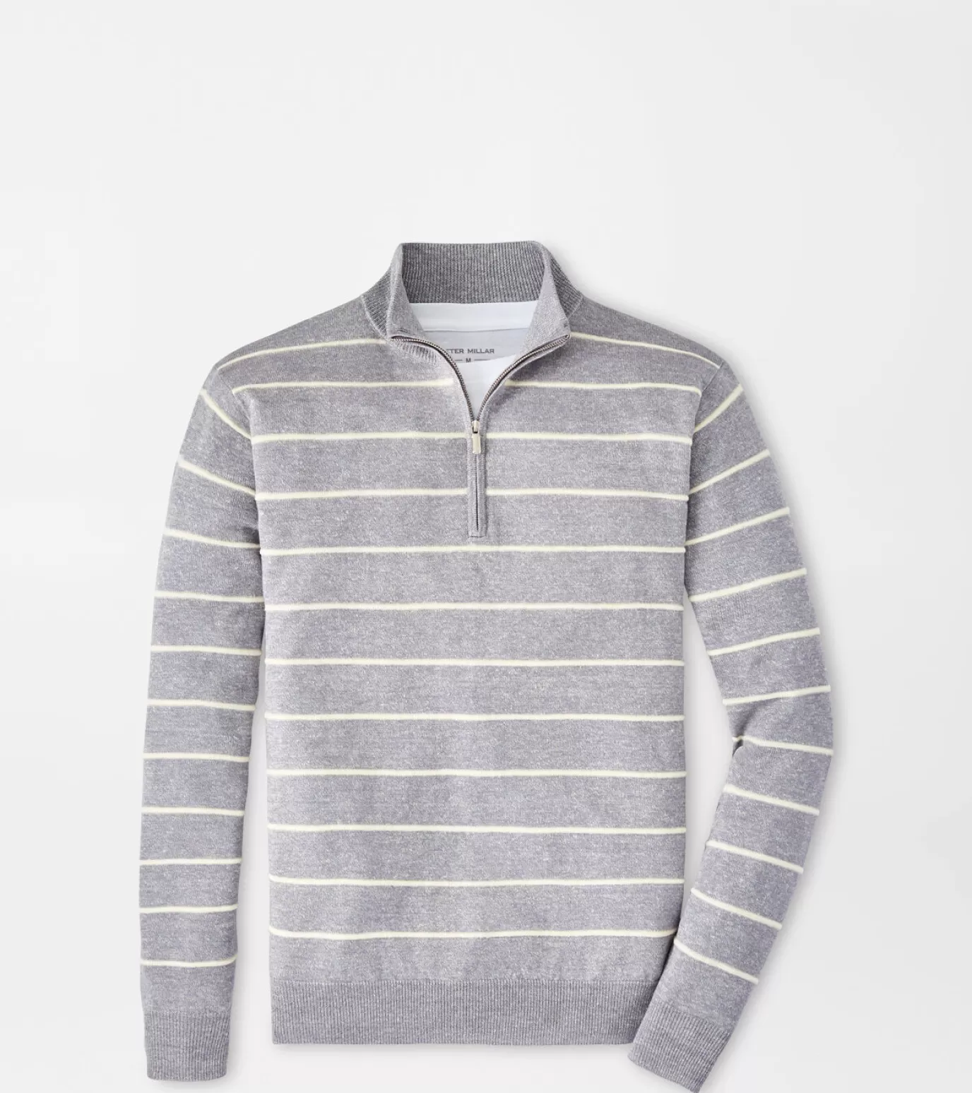 Sport Shirts-MEN Peter Millar Eastham Striped Quarter-Zip Sweater British Grey