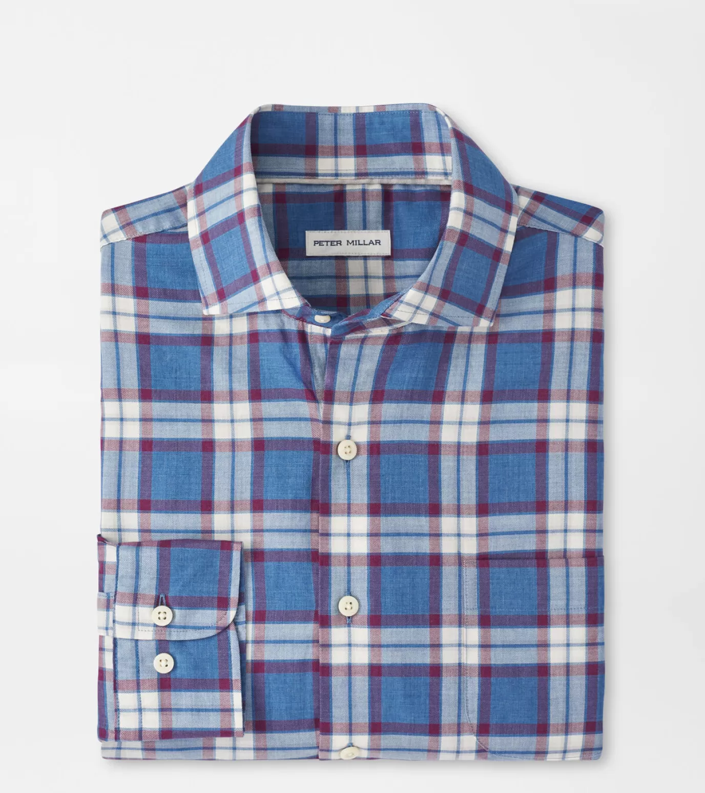 Coastal Adventure | U.S. Open Collection-MEN | MEN Peter Millar Ellis Cotton Sport Shirt TWILIGHT BLUE