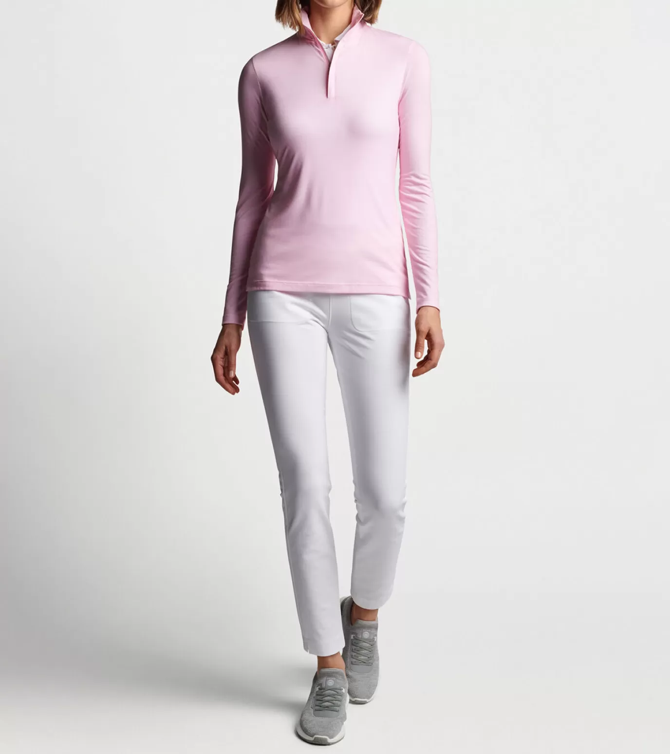 Polos & Shirts | Crown | Sweaters-GOLF | WOMEN | WOMEN Peter Millar Evelyn drirelease® Quarter Zip PALMER PINK RIPPLE EFFECT