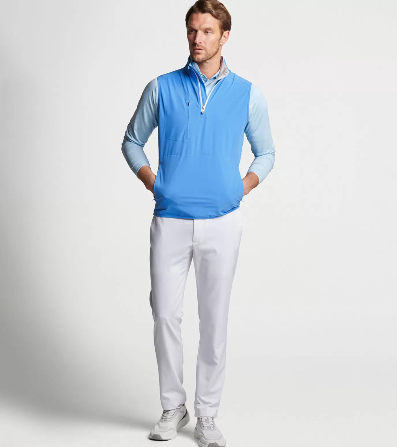 Travel Well | Jackets & Coats-MEN | MEN Peter Millar Flex Adapt Half-Zip Pullover Vest Marina Blue