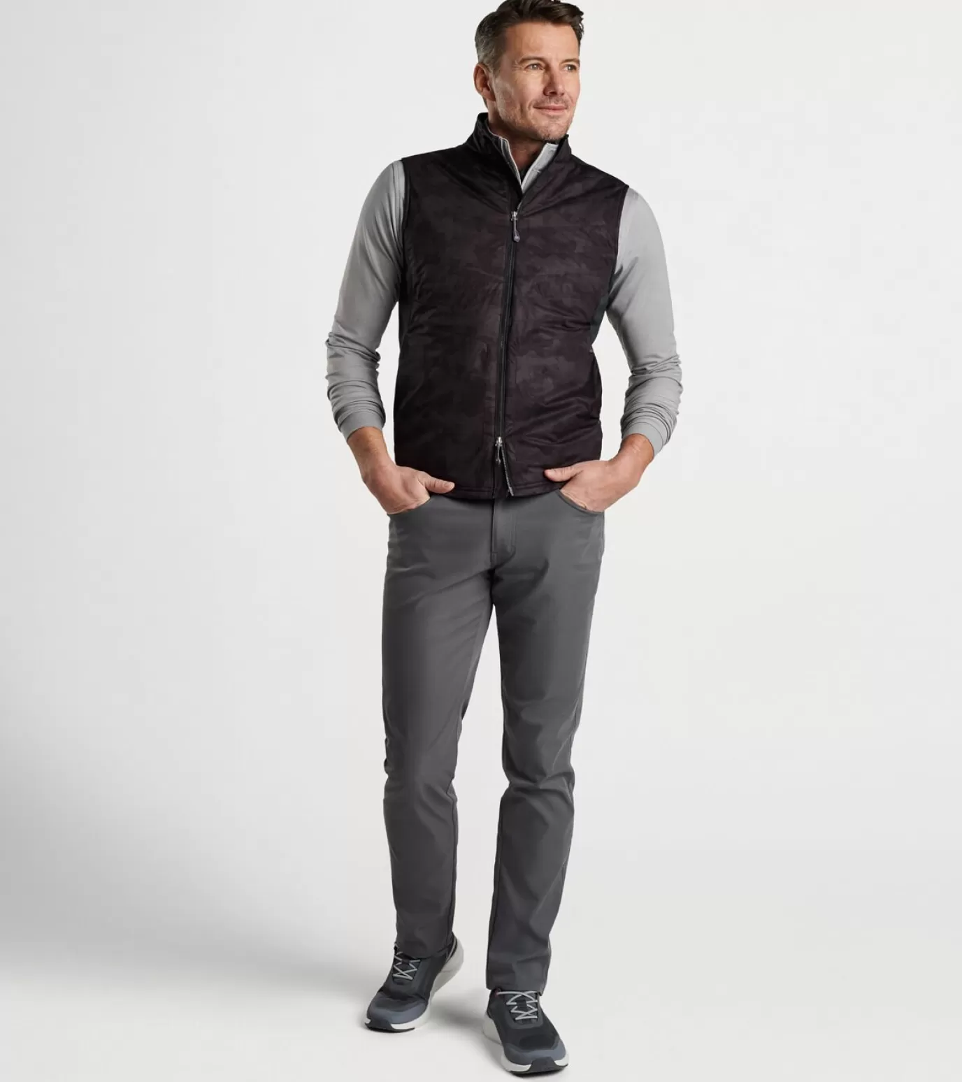 Travel Well | Jackets & Coats-MEN | MEN Peter Millar Fuse Elite Brushstroke Camo Hybrid Vest Black