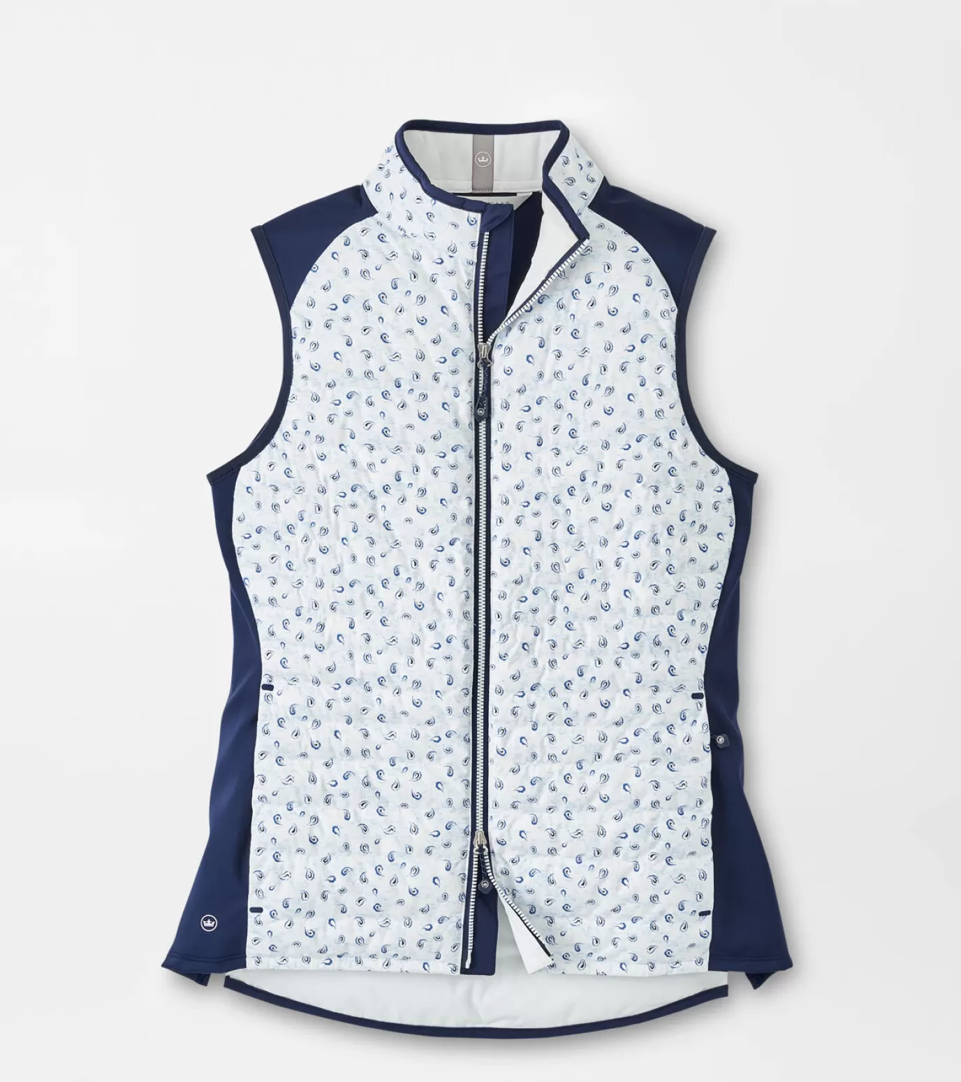 Crown-WOMEN Peter Millar Fuse Tossed Paisley Hybrid Vest White/Navy