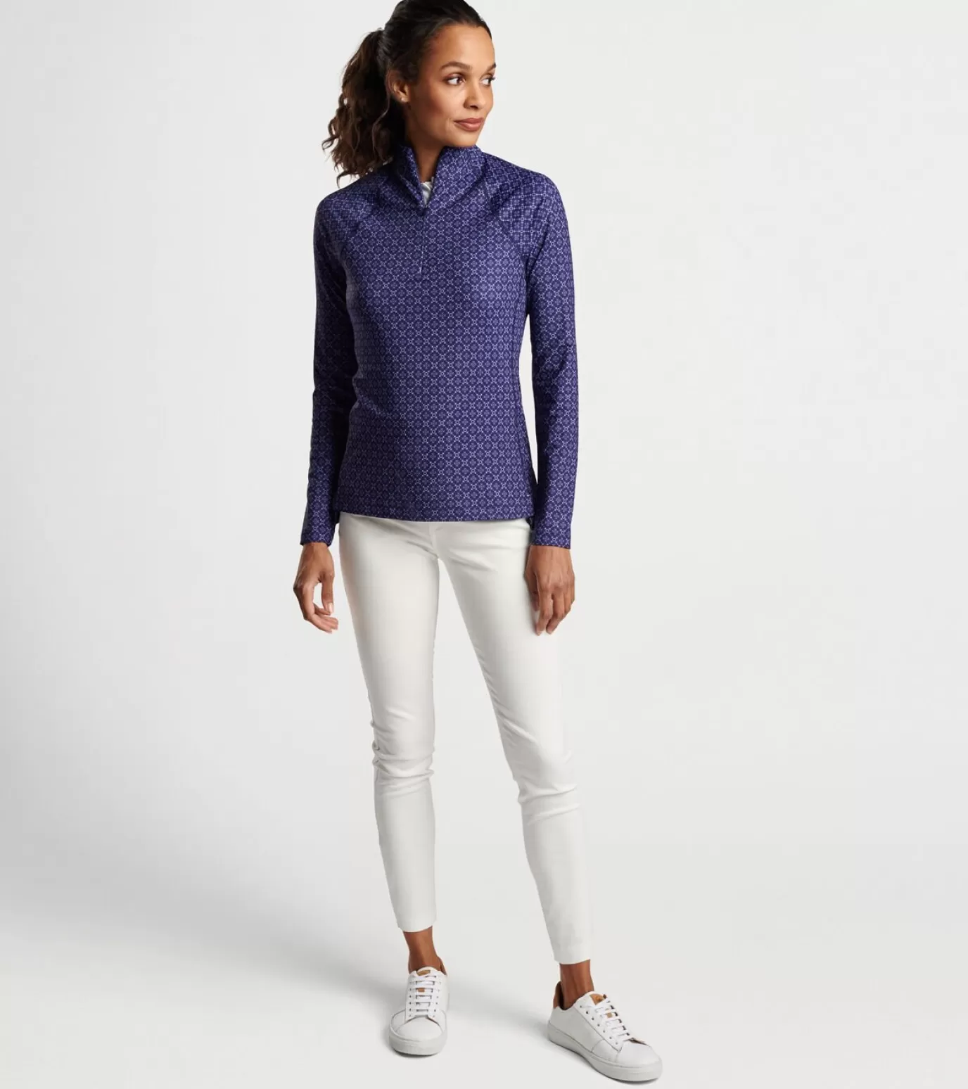 Polos & Shirts | Crown | Sweaters-GOLF | WOMEN | WOMEN Peter Millar Geo Raglan-Sleeve Perth Layer Navy