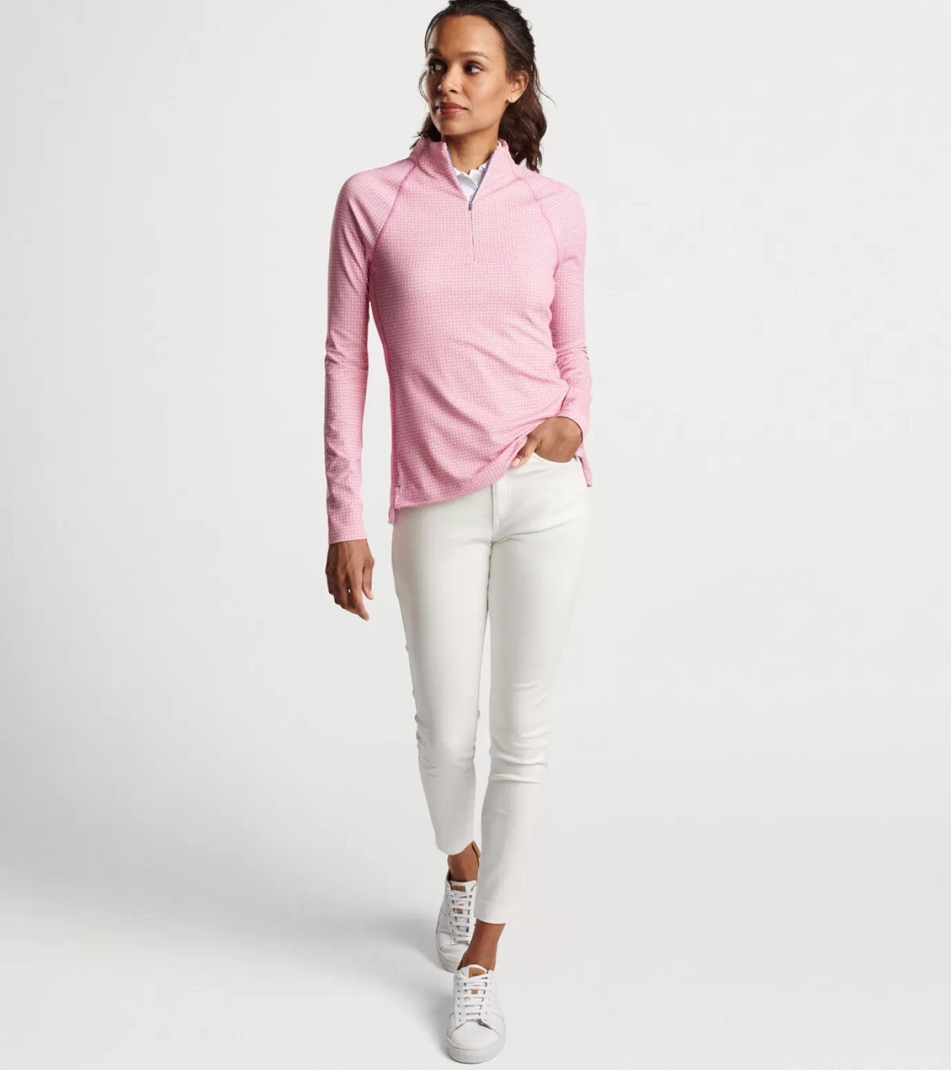 Crown | Polos & Shirts | Sweaters-WOMEN | GOLF | WOMEN Peter Millar Geo Raglan-Sleeve Perth Layer Lilac Blossom