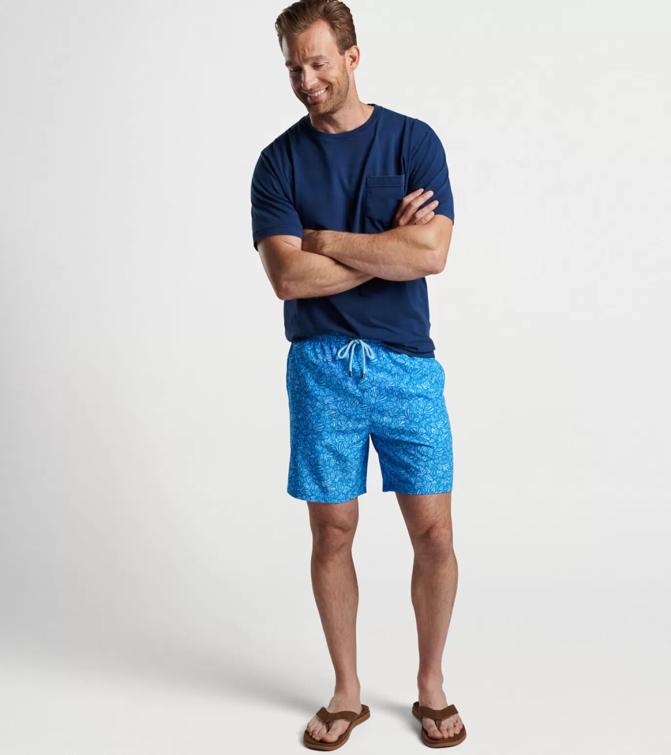 T-Shirts-MEN Peter Millar Henri Botanical Swim Trunk BLUE MACAW