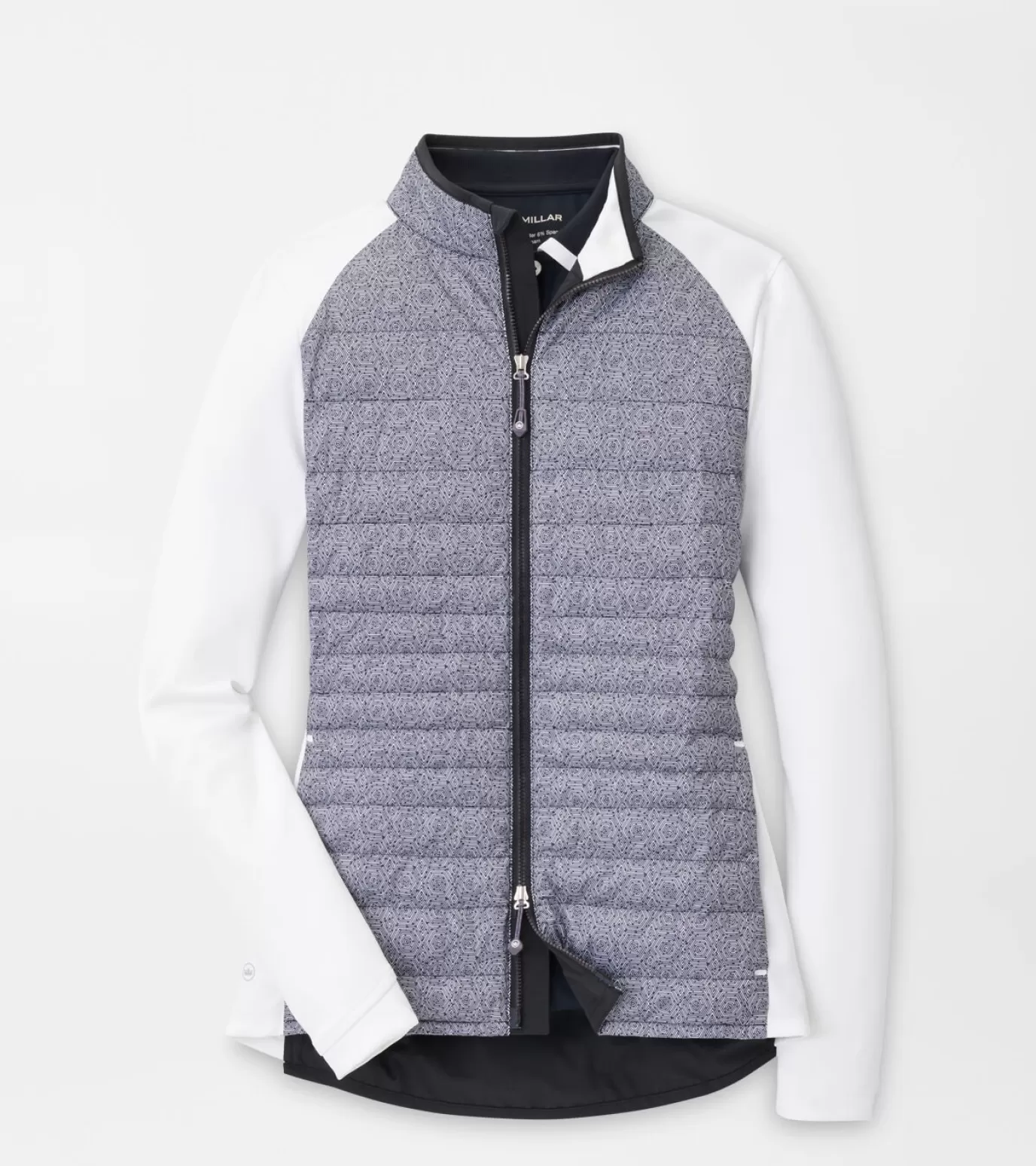 Crown-WOMEN Peter Millar Hexagons Print Merge Hybrid Jacket Black/White