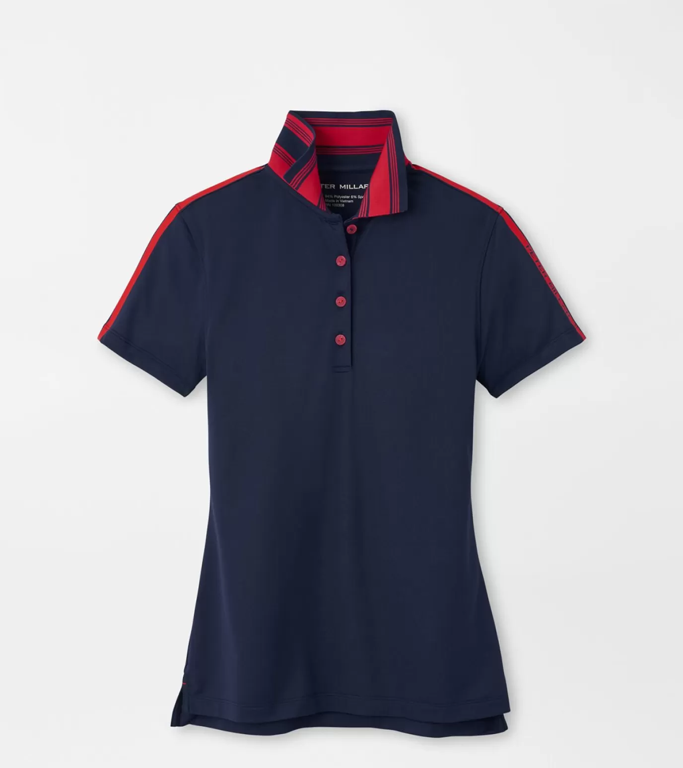 Crown | Find Your Fit-WOMEN | MEN Peter Millar Hicks Stripe Collar Sport Polo NAVY/ROUGE