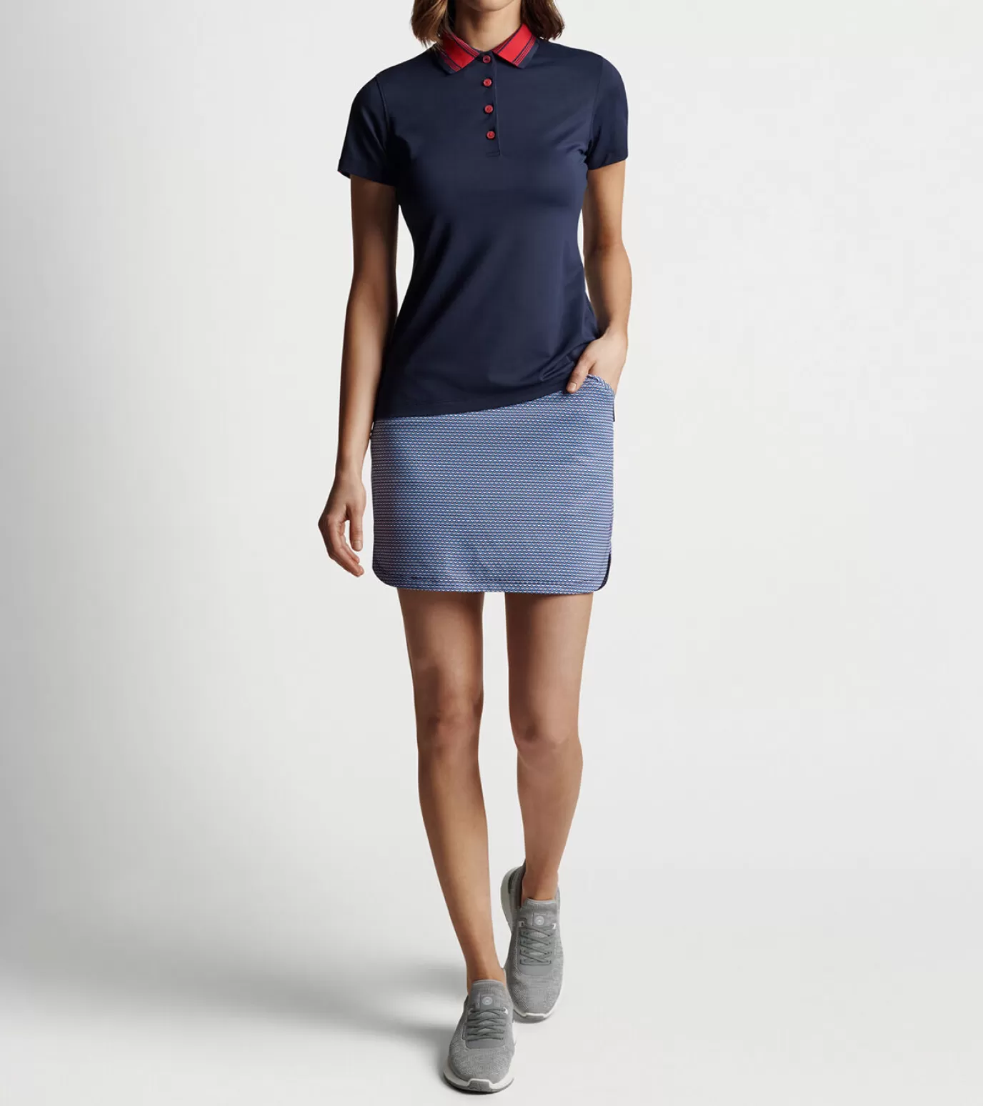 Crown | Find Your Fit-WOMEN | MEN Peter Millar Hicks Stripe Collar Sport Polo NAVY/ROUGE