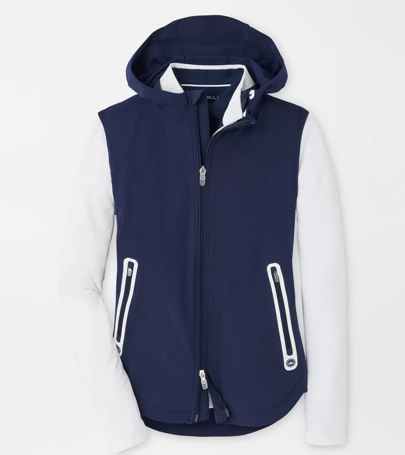 Crown-WOMEN Peter Millar Jameson Full-Zip Hooded Vest Navy