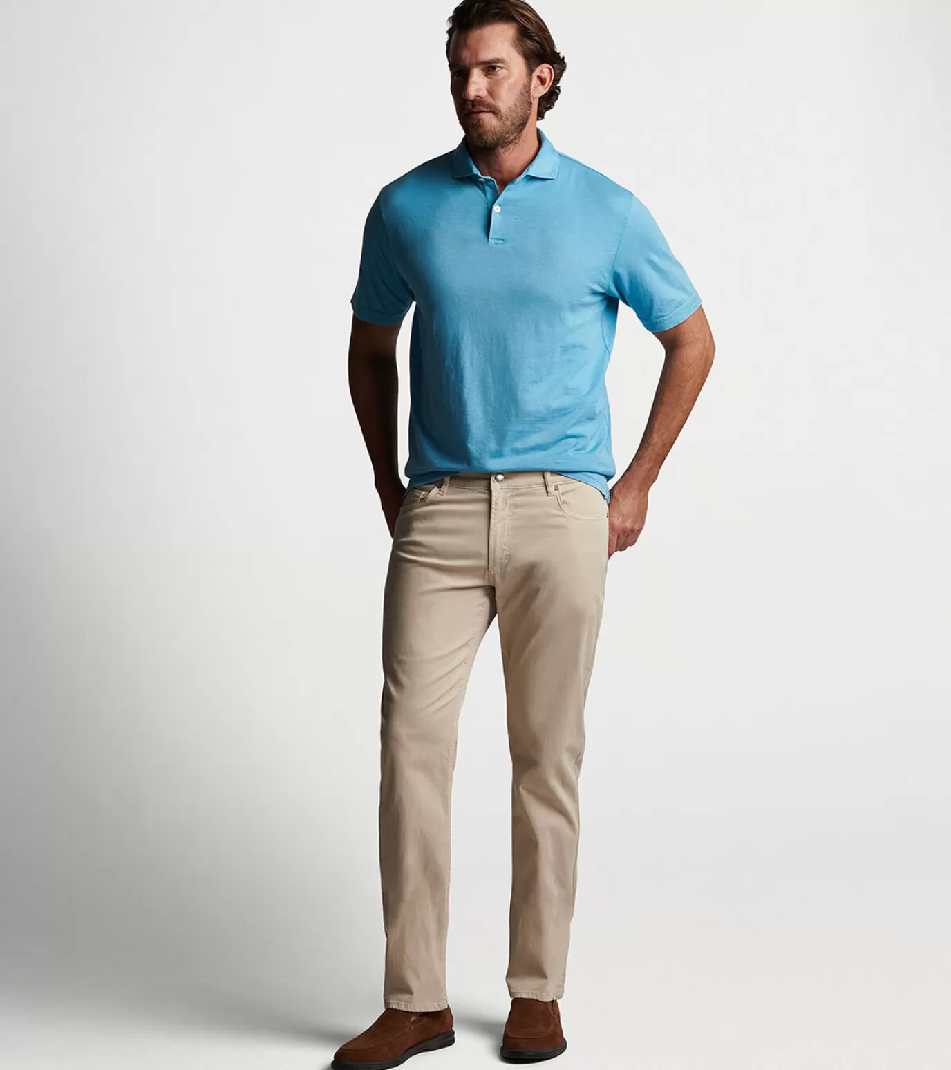 Polos-MEN Peter Millar Journeyman Polo Blue Frost