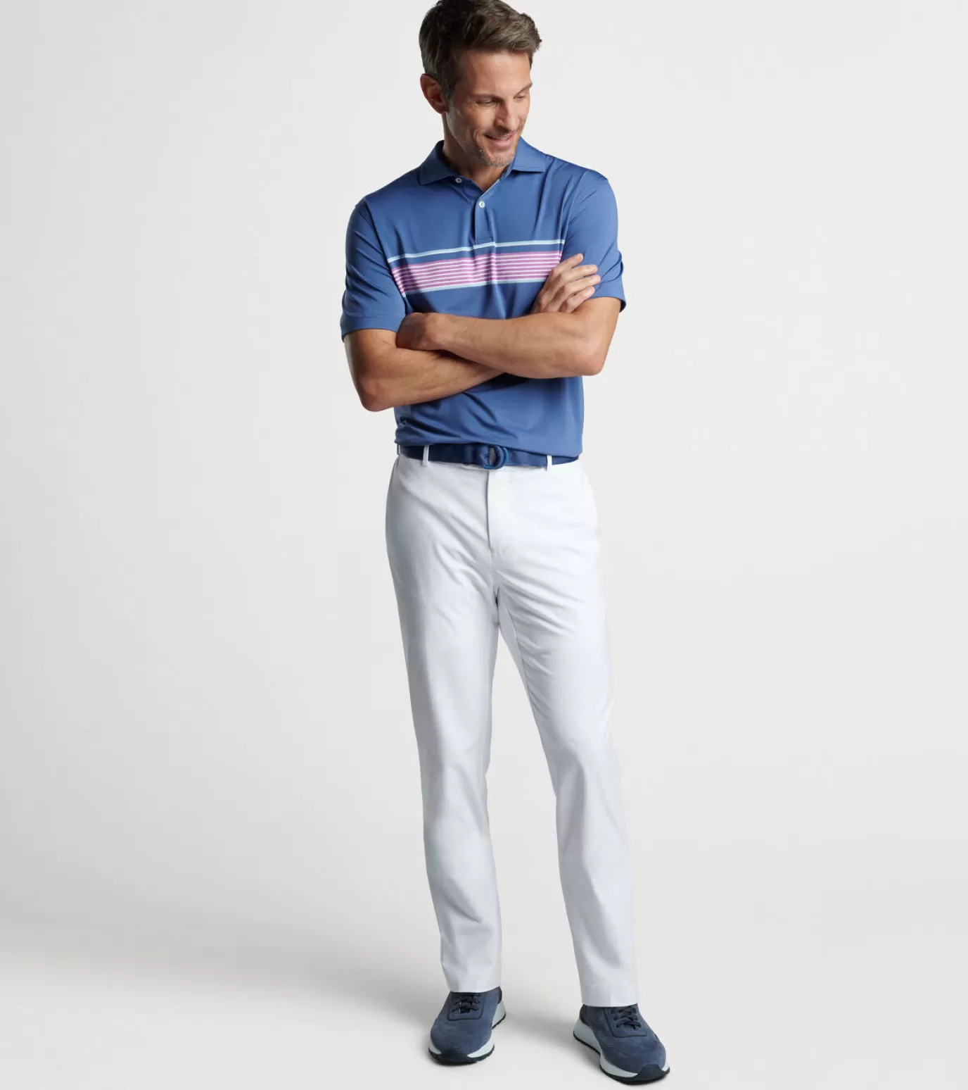 Travel Well | Polos-Youth | MEN | MEN Peter Millar Ledger Performance Jersey Polo BLUE PEARL