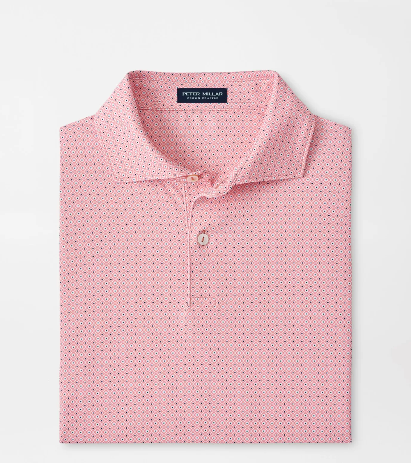 Travel Well | Coastal Adventure | Polos-Youth | MEN | MEN | MEN Peter Millar Lloyd Dot Geo Performance Jersey Polo PEACH BLOOM