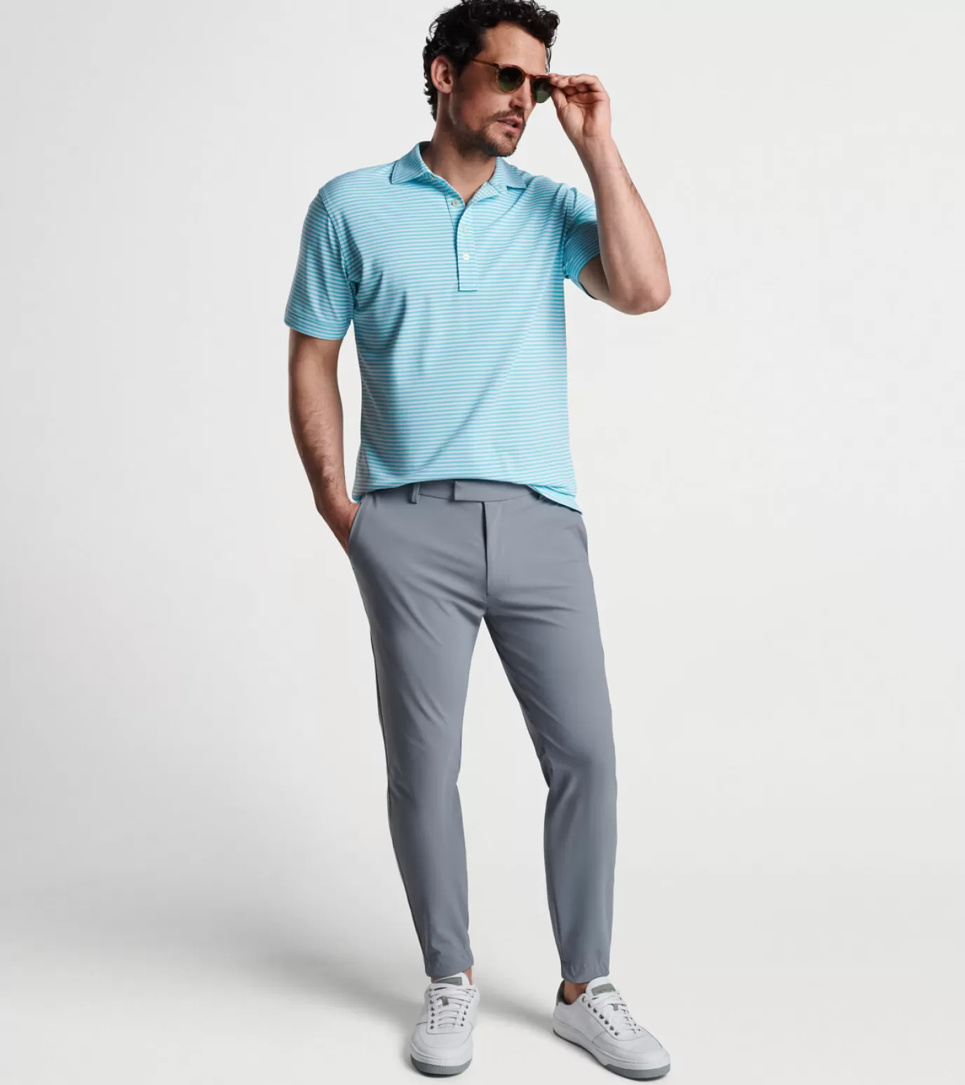 Travel Well | Polos-Youth | MEN | MEN Peter Millar Mood Performance Mesh Polo Blue Frost