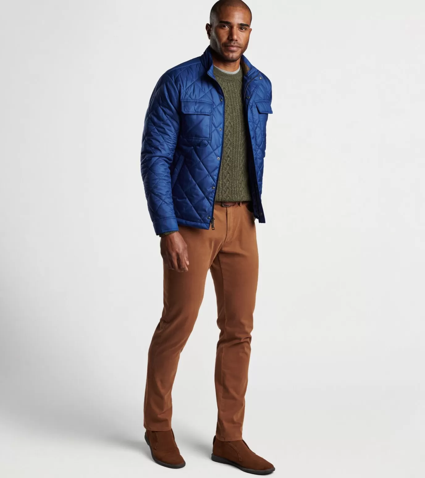 Coastal Adventure | U.S. Open Collection-MEN | MEN Peter Millar Norfolk Quilted Bomber Atlantic Blue