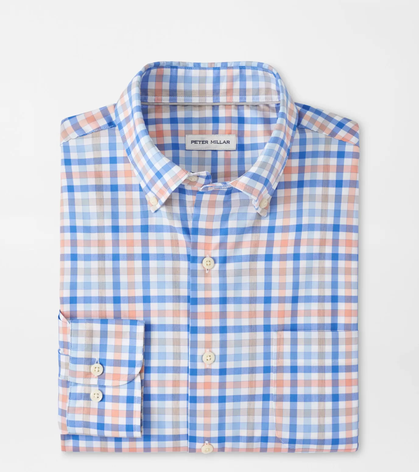 Coastal Adventure-MEN Peter Millar Orin Cotton-Stretch Sport Shirt PARADISE ORANGE