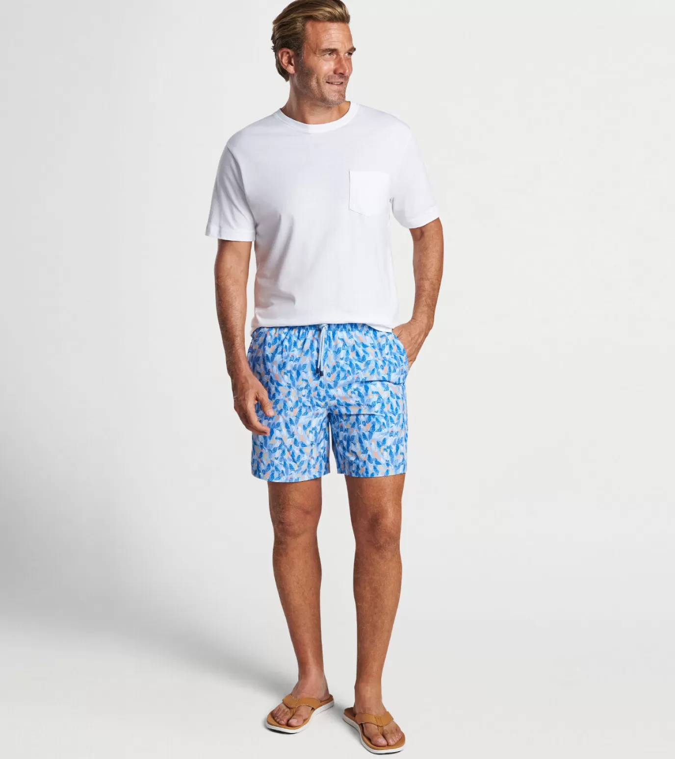 T-Shirts-MEN Peter Millar Parrot Talk Swim Trunk Cottage Blue