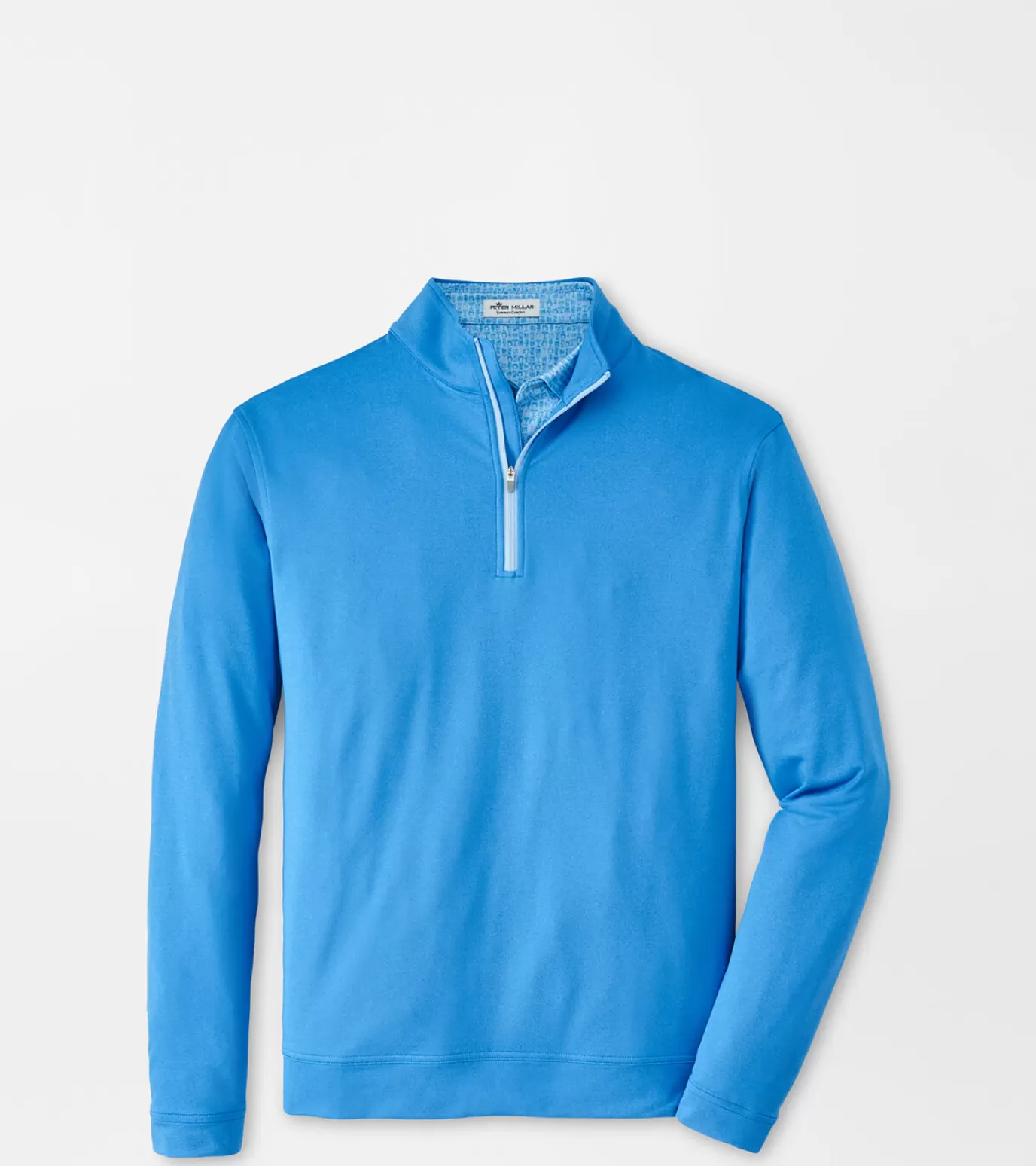 Sweaters-MEN Peter Millar Perth Mélange Performance Quarter-Zip Beach Glass