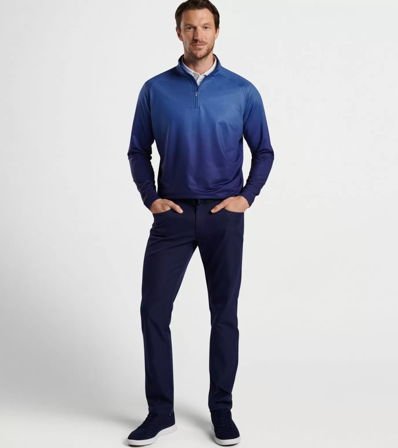 Polos | Travel Well | Sweaters-GOLF | MEN | MEN Peter Millar Perth Ombre Performance Quarter-Zip Sport Navy