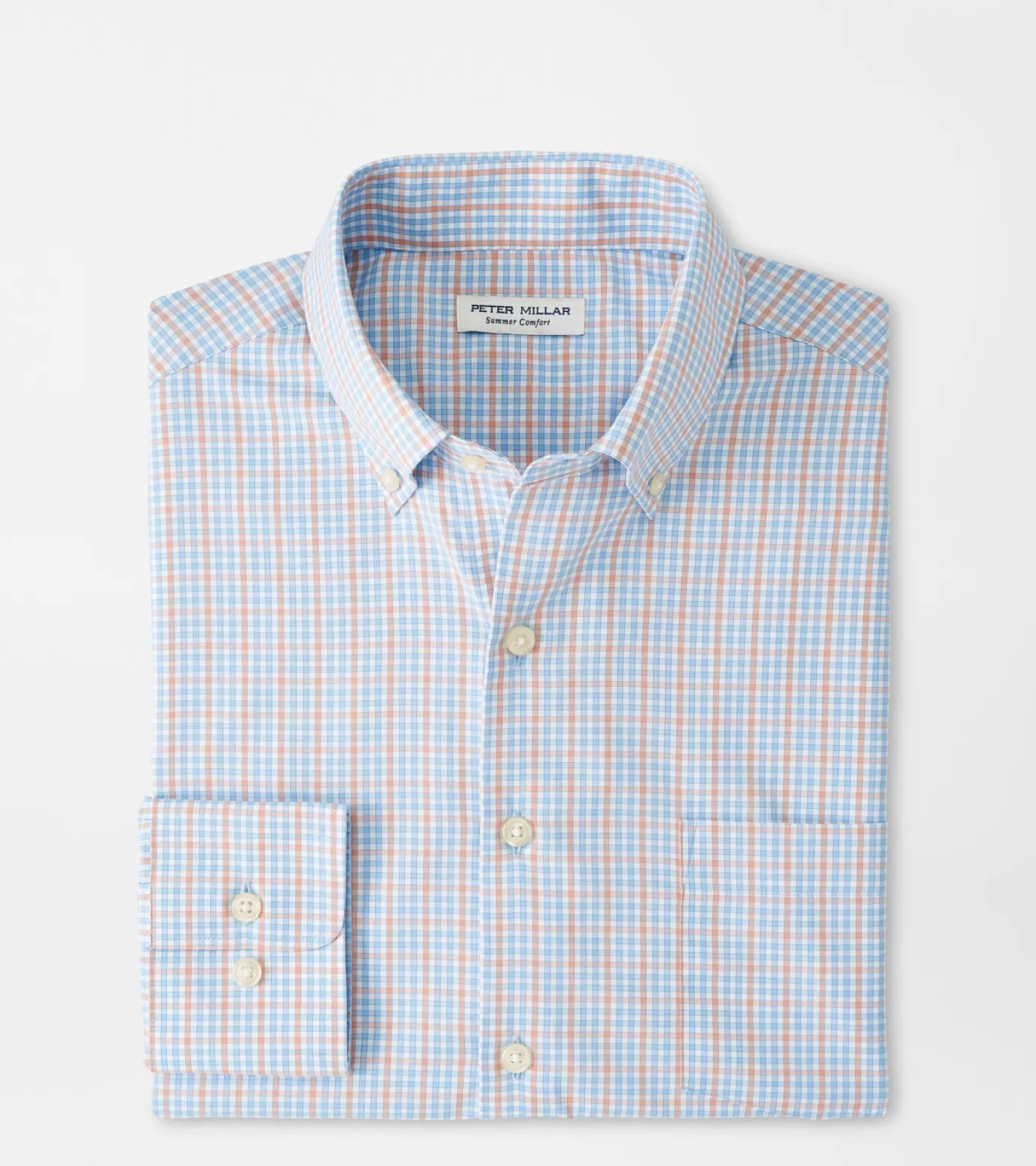 Coastal Adventure-MEN Peter Millar Polk Performance Twill Sport Shirt Cottage Blue