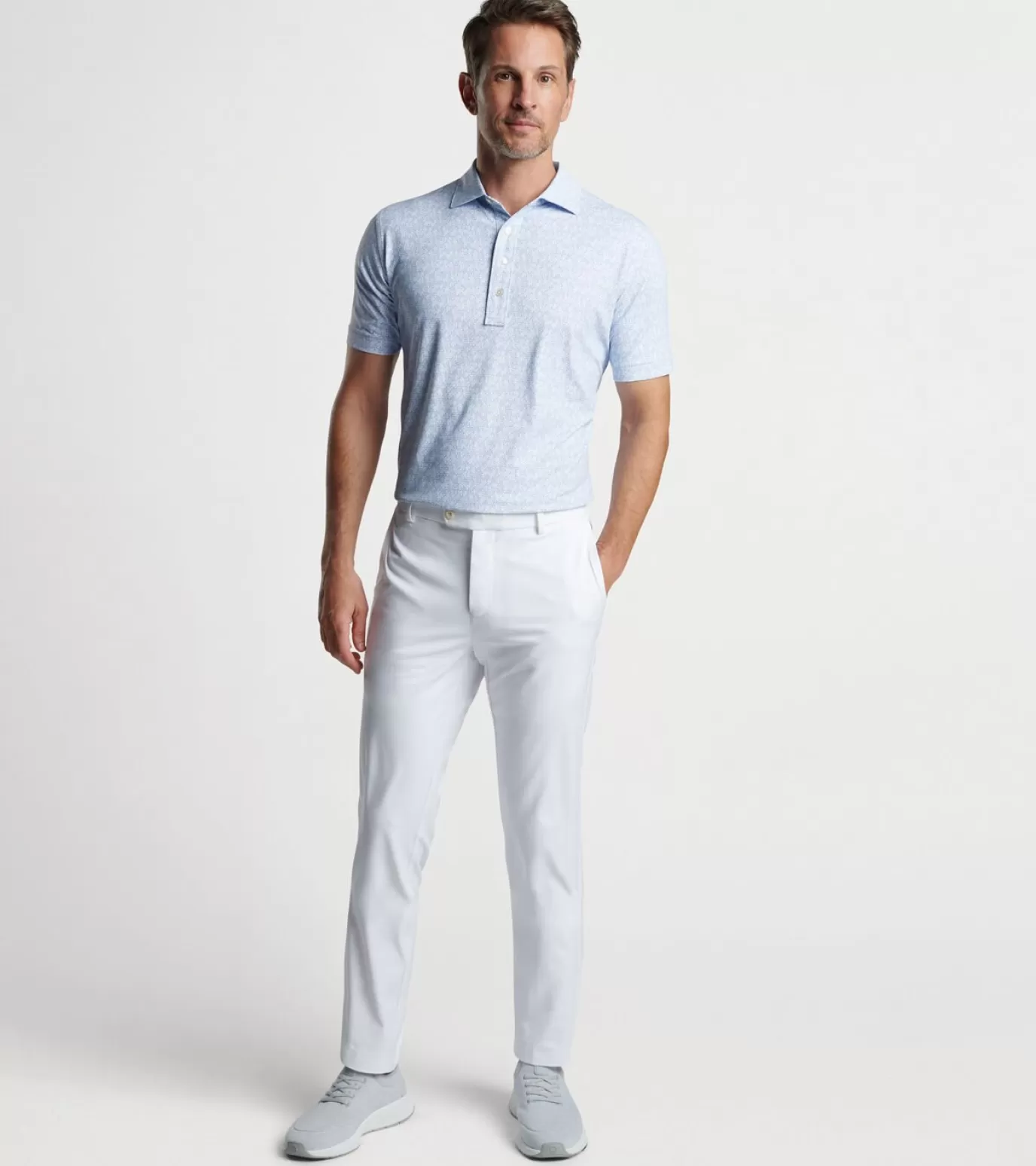 Travel Well | Polos-Youth | MEN | MEN Peter Millar Rhythm Performance Jersey Polo WHITE/BLUE PEARL