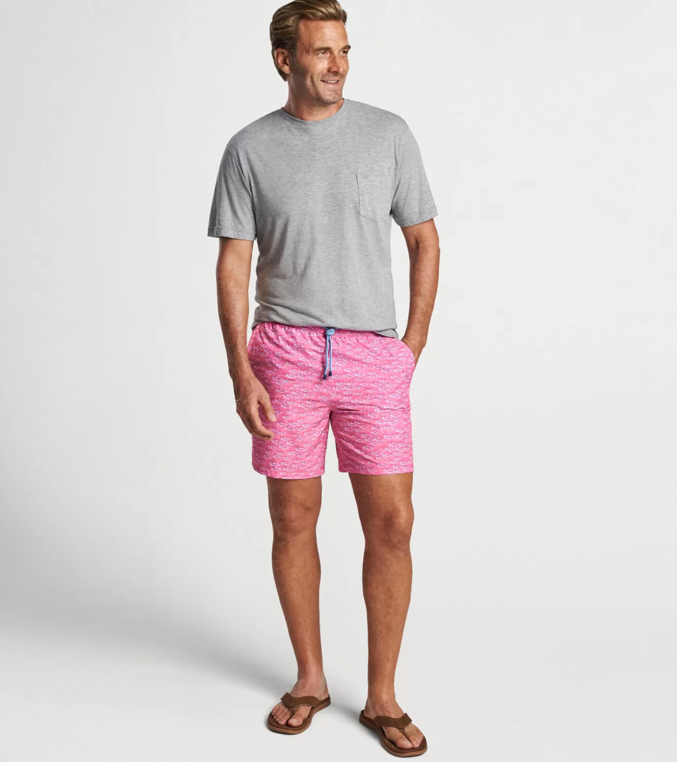 T-Shirts-MEN Peter Millar School Of Fish Swim Trunk PINK RUBY