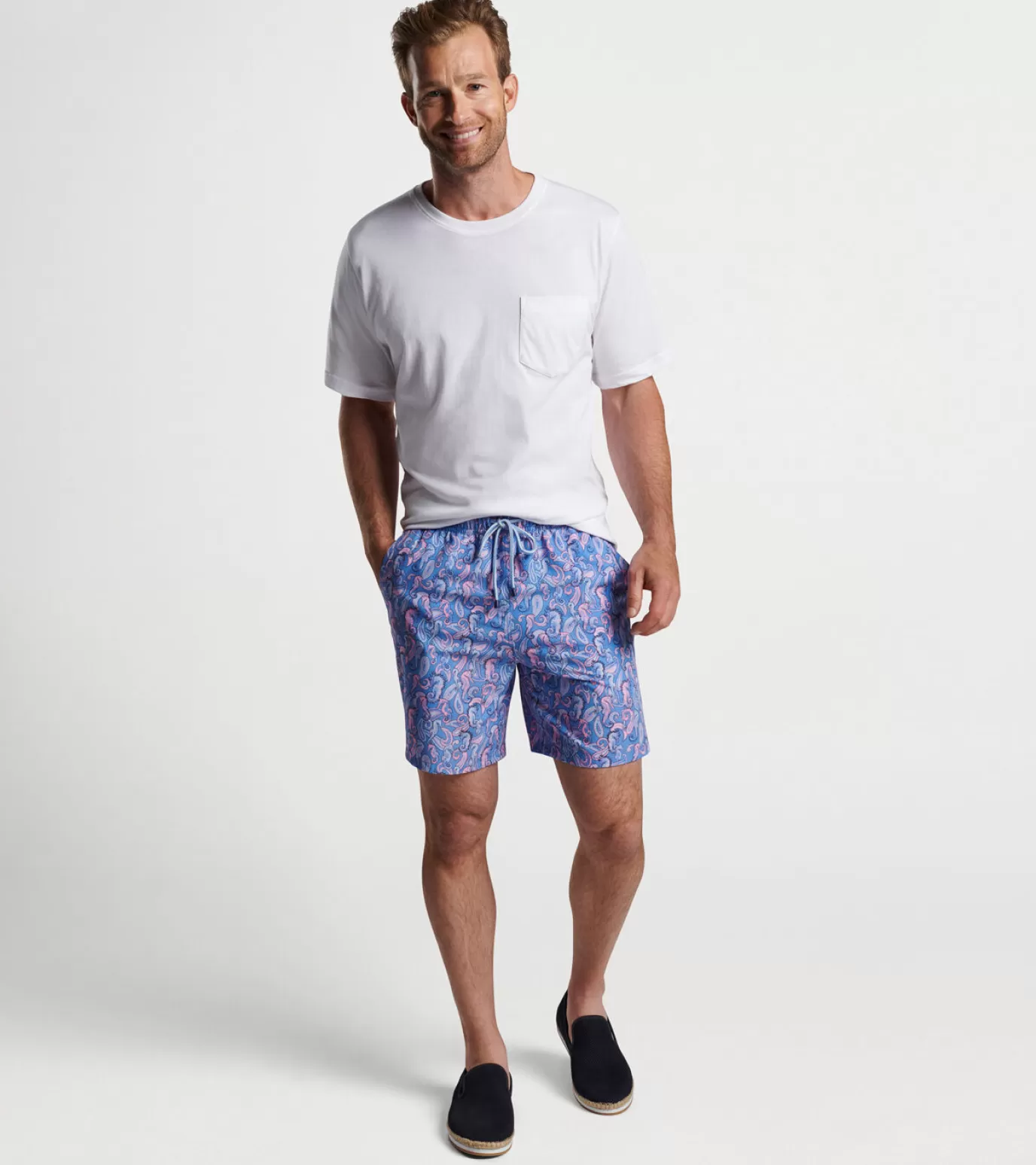 T-Shirts-MEN Peter Millar Seahorse Paisley Swim Trunk MARITIME