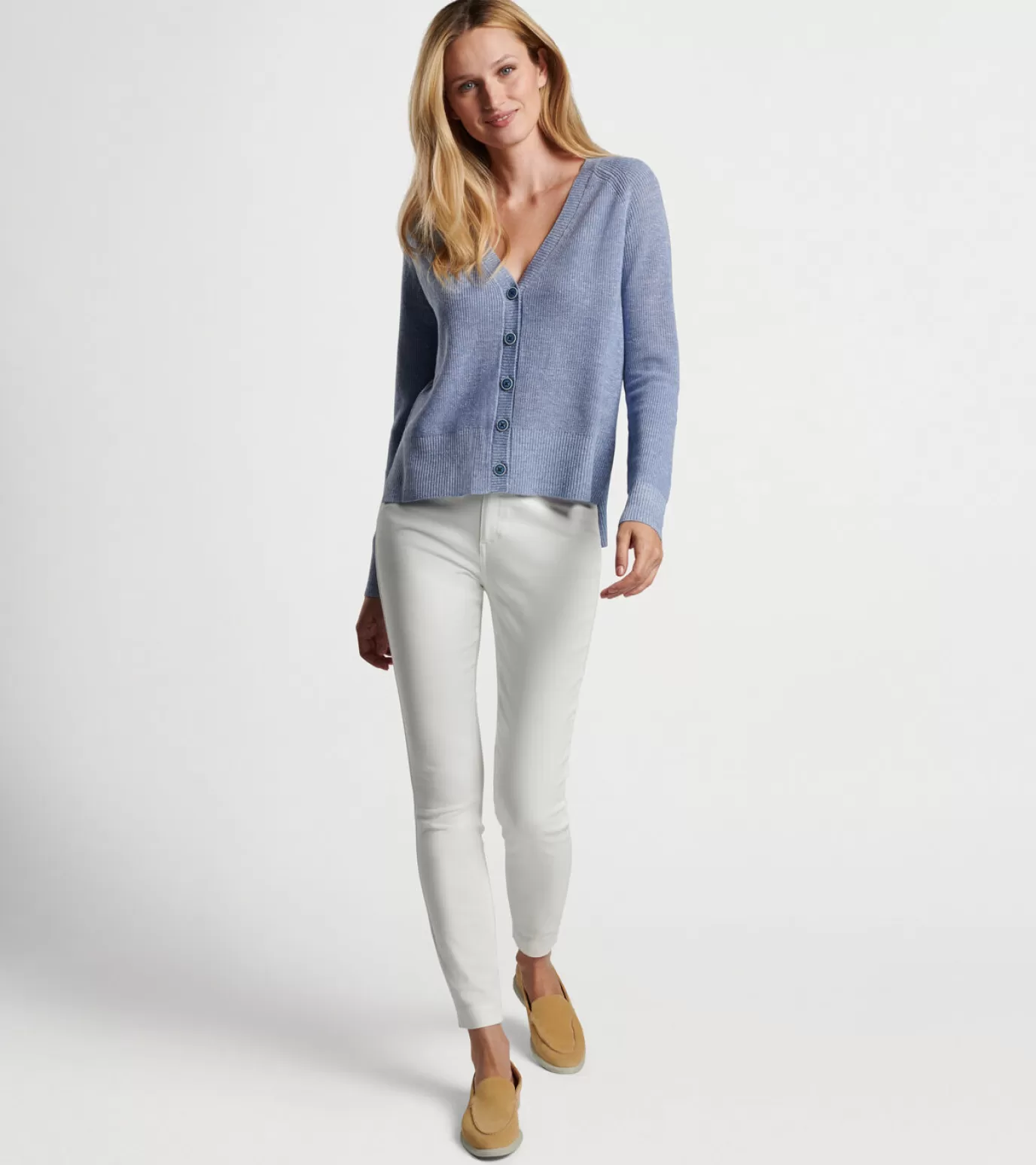 U.S. Open Collection-WOMEN Peter Millar Seymour Shaker Stitch Cardigan BLUE HERON