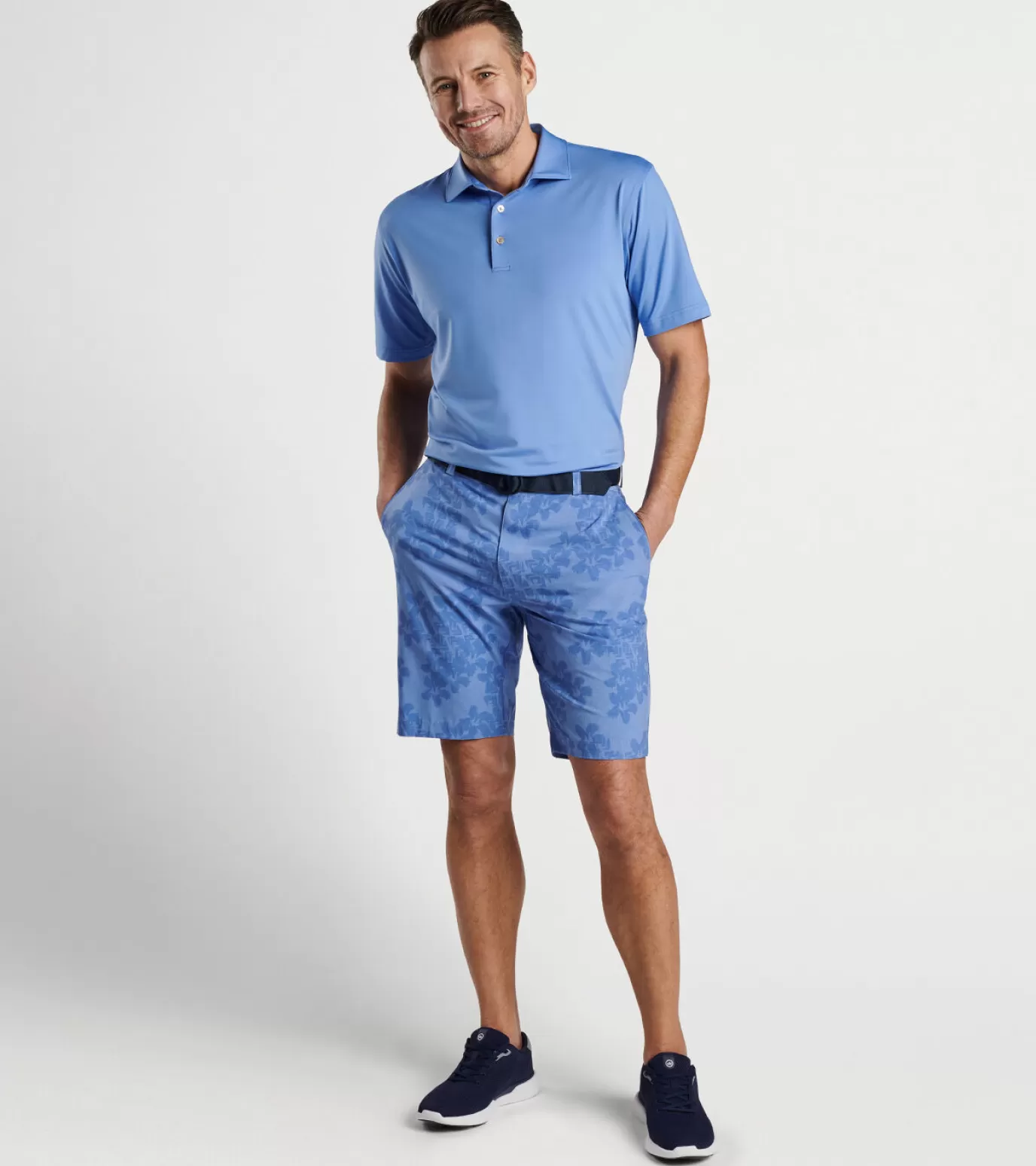 Travel Well | Coastal Adventure | T-Shirts-MEN | MEN | MEN Peter Millar Shackleford Abstract Floral Performance Hybrid Short BONDI BLUE