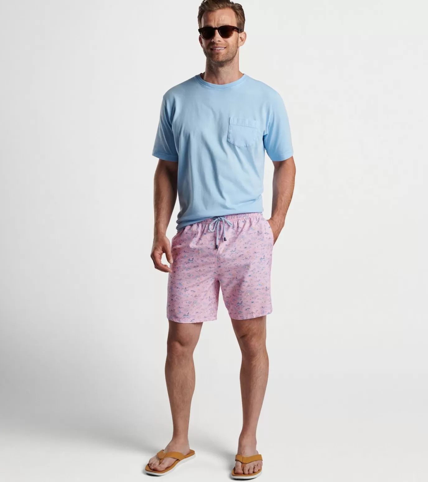 T-Shirts-MEN Peter Millar Shark Sighting Swim Trunk Palmer Pink