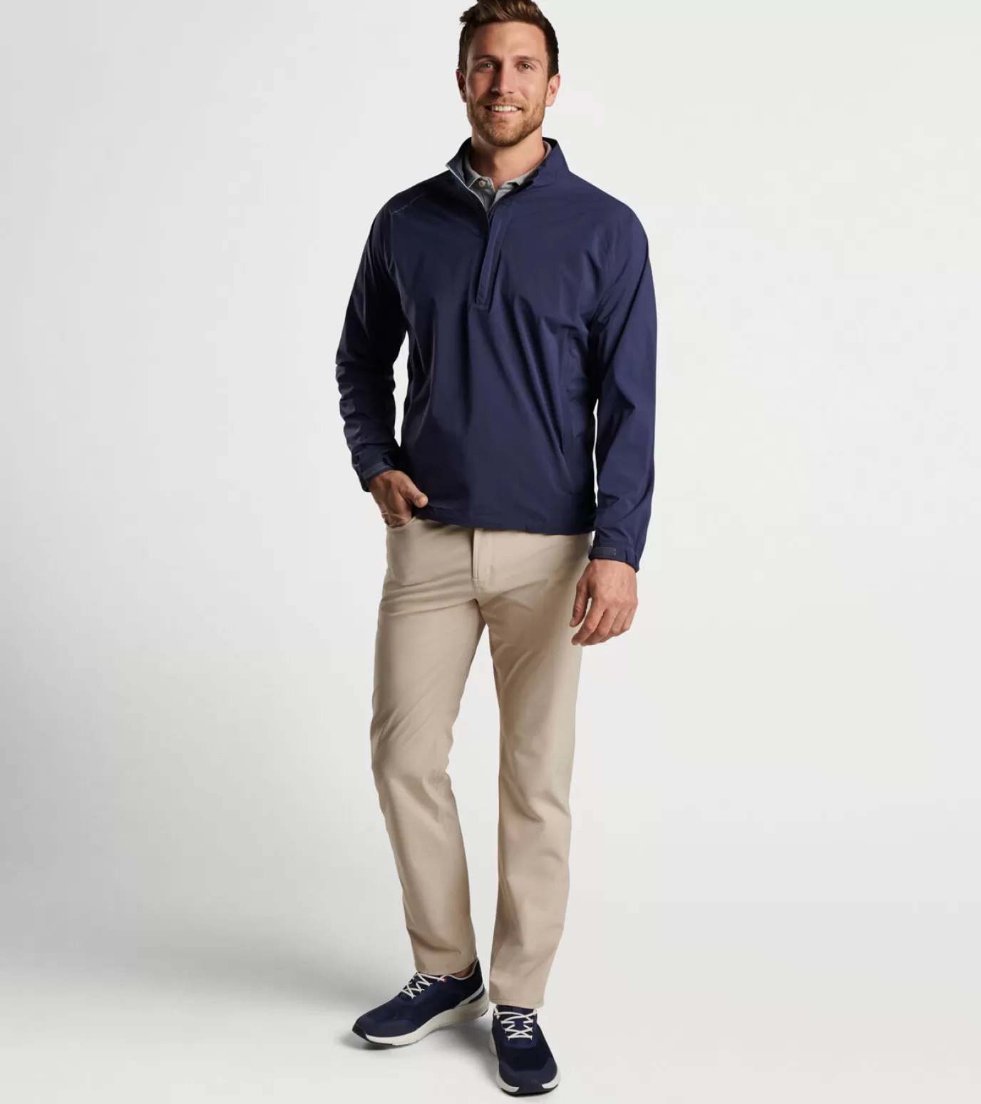 Travel Well-MEN Peter Millar Shield Half-Zip Rain Shell Navy