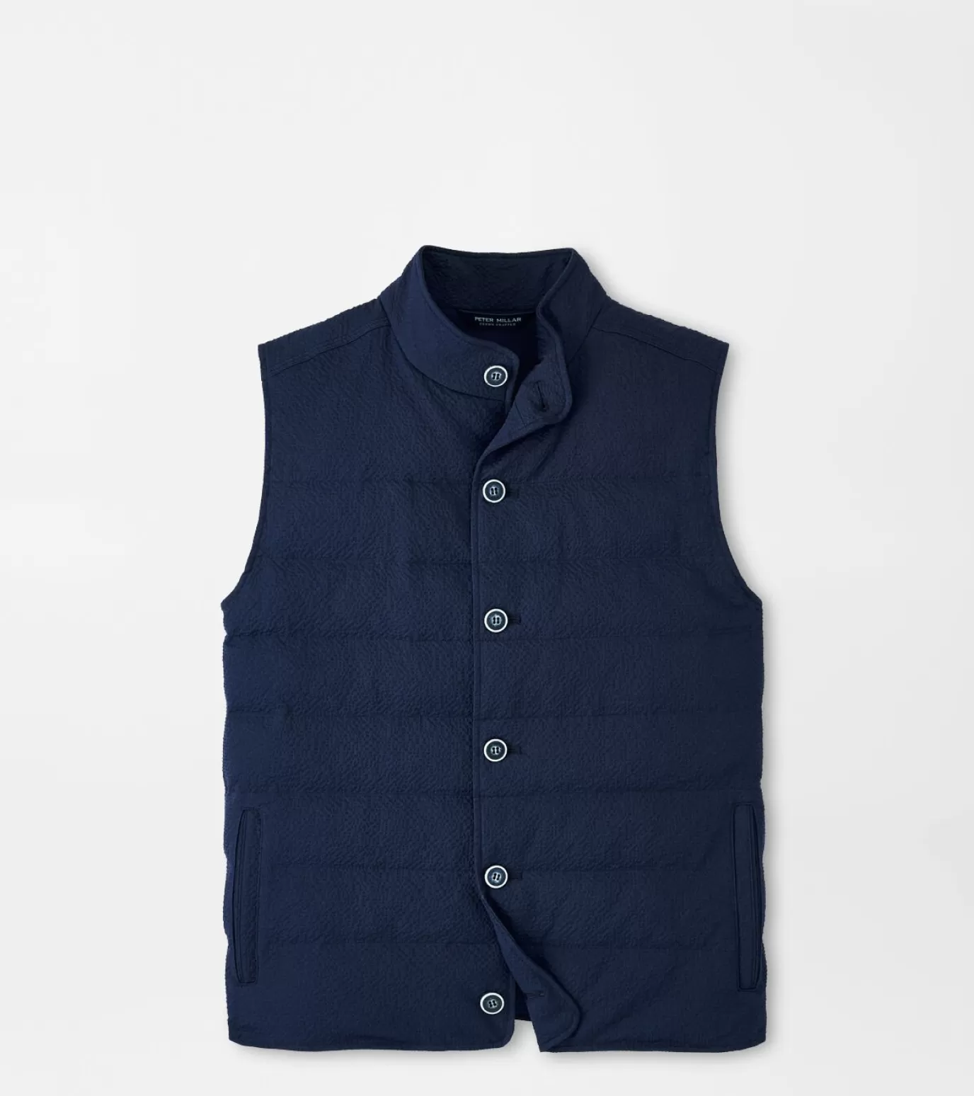 Jackets & Coats-MEN Peter Millar Smith Seersucker Vest Navy